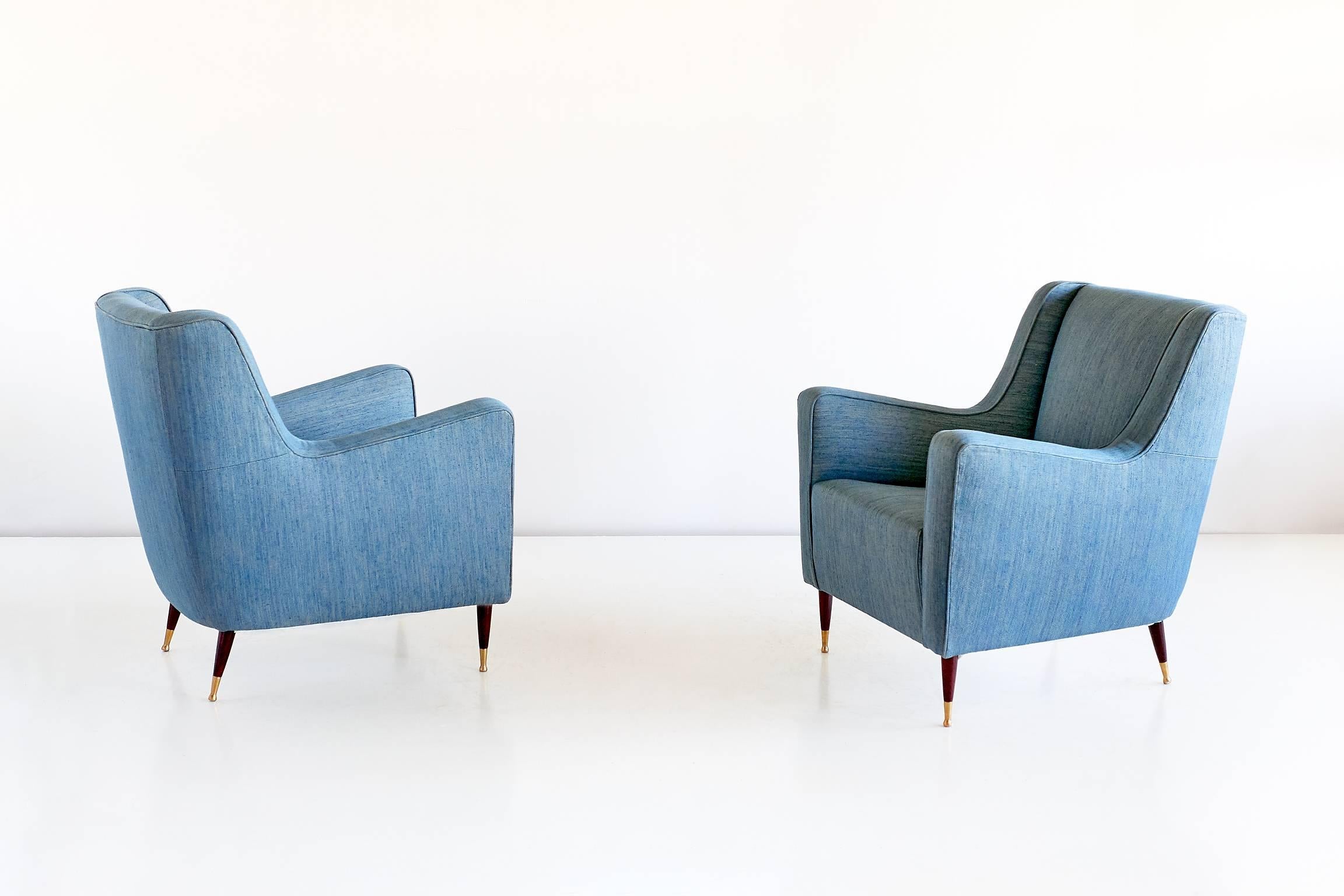 Stained Pair of Gio Ponti 'Conte Grande' Armchairs, Late 1940s