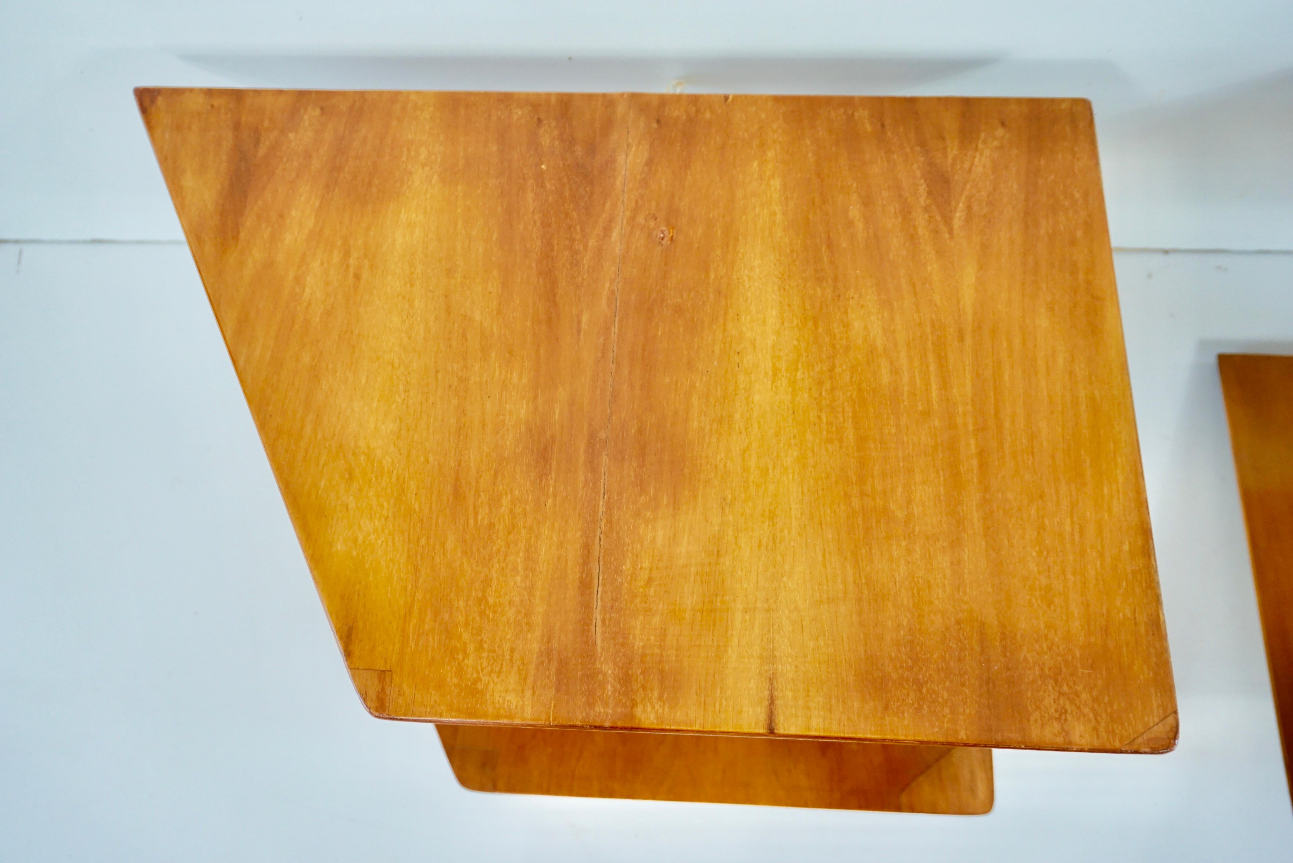 pair of GIO PONTI elm hanging nightstand tables, side tables Hotel Royal, 1955 6