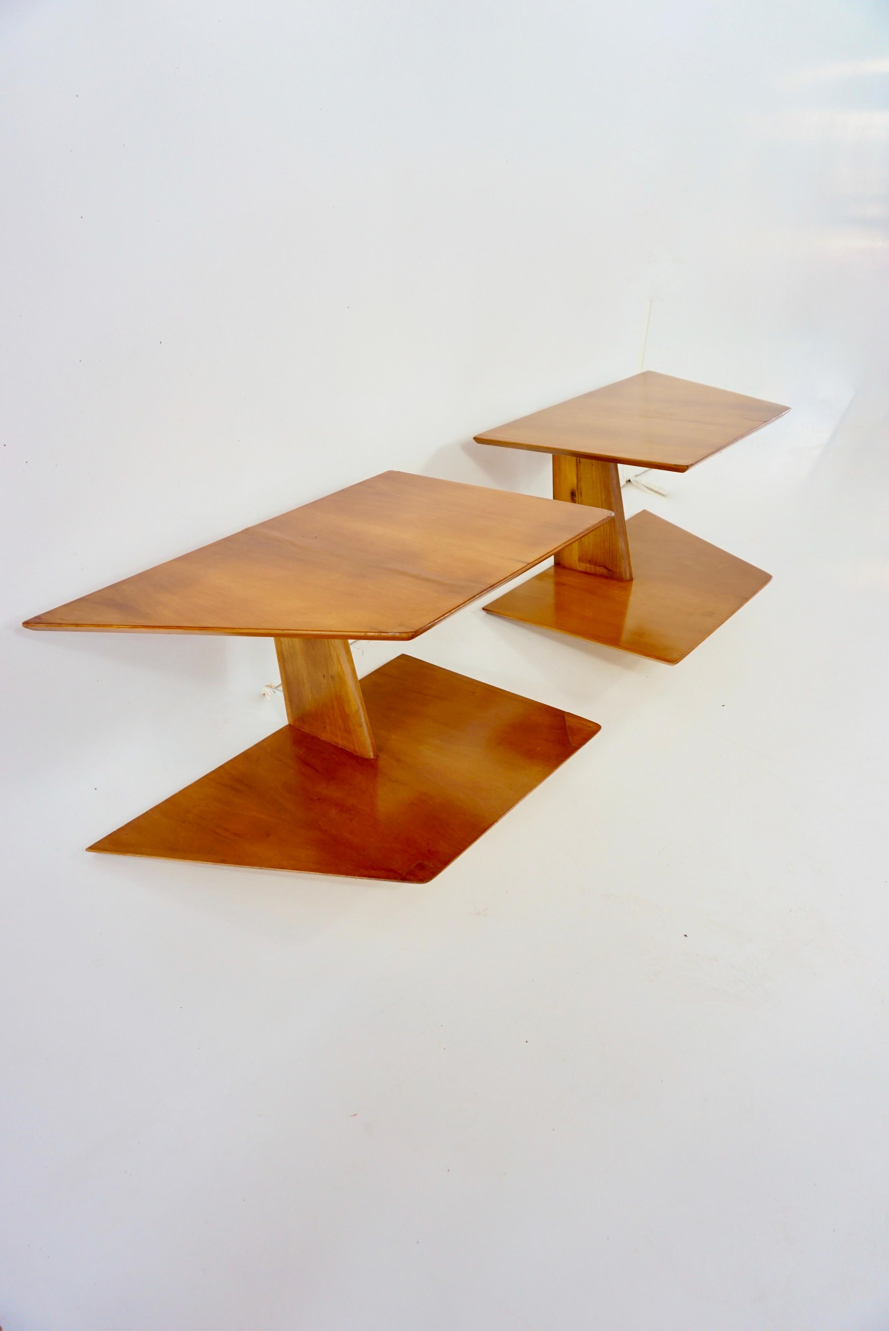 pair of GIO PONTI elm hanging nightstand tables, side tables Hotel Royal, 1955 8