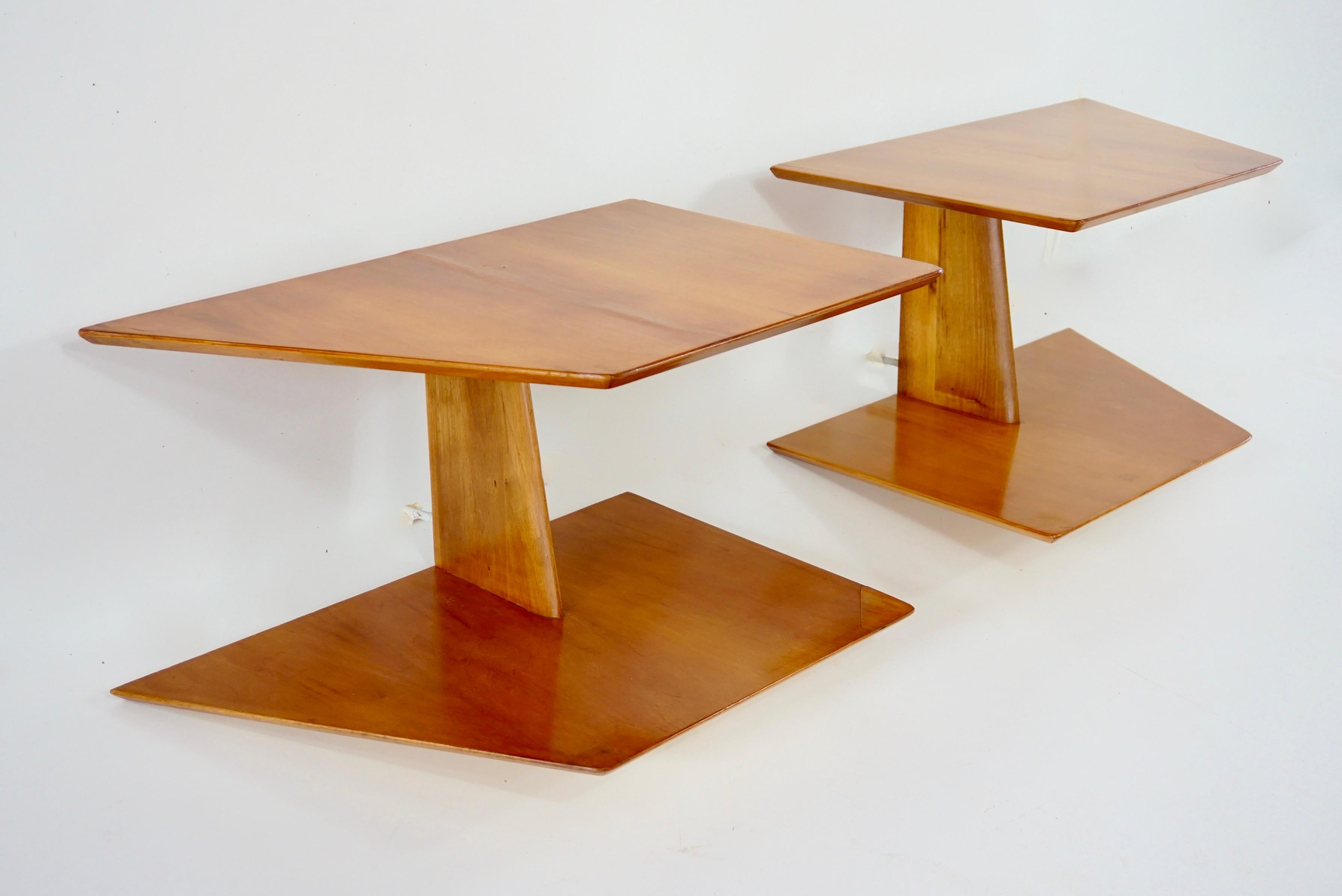 pair of GIO PONTI elm hanging nightstand tables, side tables Hotel Royal, 1955 9
