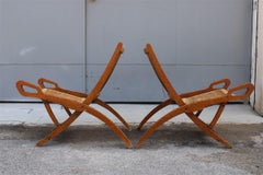 Coppia di sedie Foldes di Gio Ponti Reguitti Ninfea in vimini di noce Made in Italy