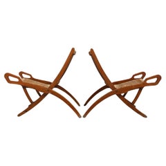 Coppia di sedie Foldes di Gio Ponti Reguitti Ninfea in vimini di noce Made in Italy