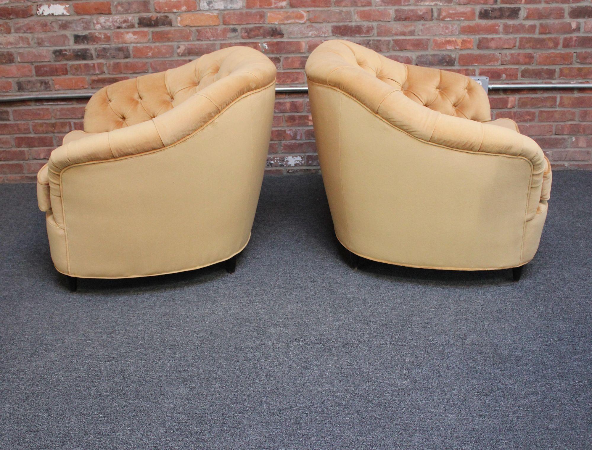 Pair of Gio Ponti for Casa E Giardino Velvet and Ebonized Walnut Club Chairs 1