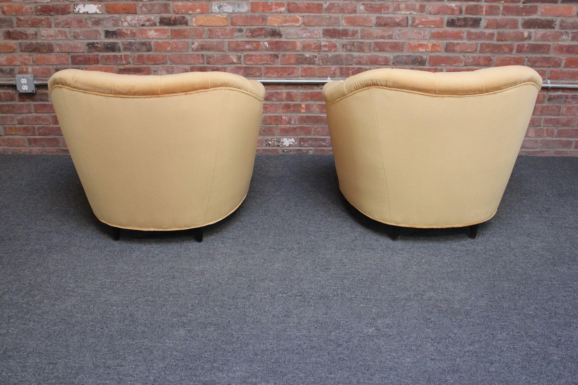 Pair of Gio Ponti for Casa E Giardino Velvet and Ebonized Walnut Club Chairs 2