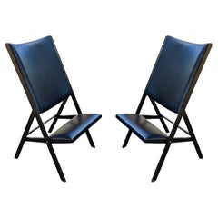 Paire de chaises pliantes Gio Ponti pour Walter Ponti Gabriella modèle D.270.2 noires