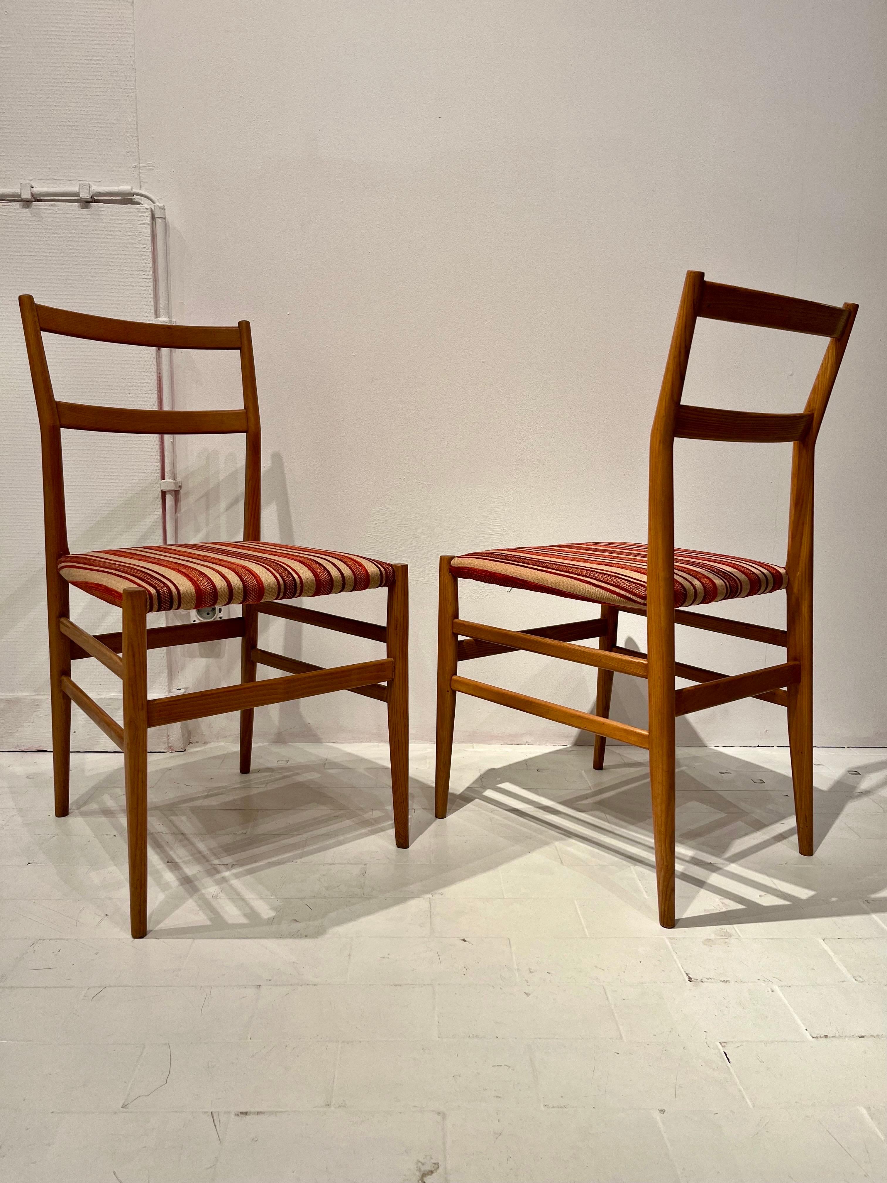 Mid-Century Modern Pair of Gio Ponti Leggera Chairs, 1954 For Sale