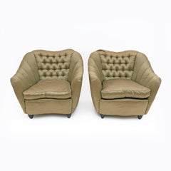 Pair of Gio Ponti Mid-Century Modern Curved Armchairs for Casa e Giardino, 1940s