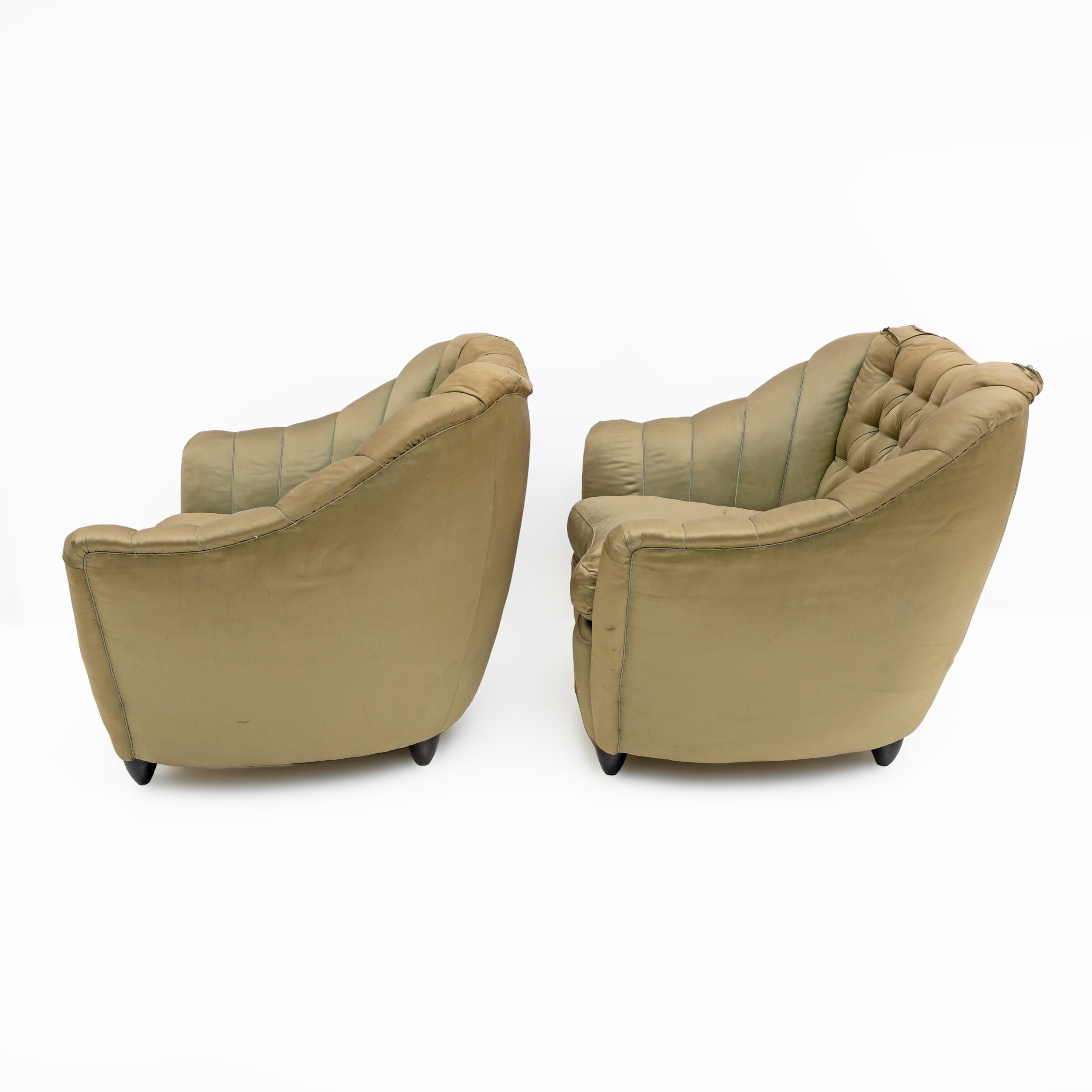 Mid-Century moderno Coppia di poltrone curve di Gio Ponti per Casa e Giardino, anni '40 in vendita
