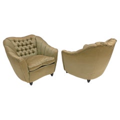 Pair of Gio Ponti Mid-Century Modern Curved Armchairs for Casa e Giardino, 1940s