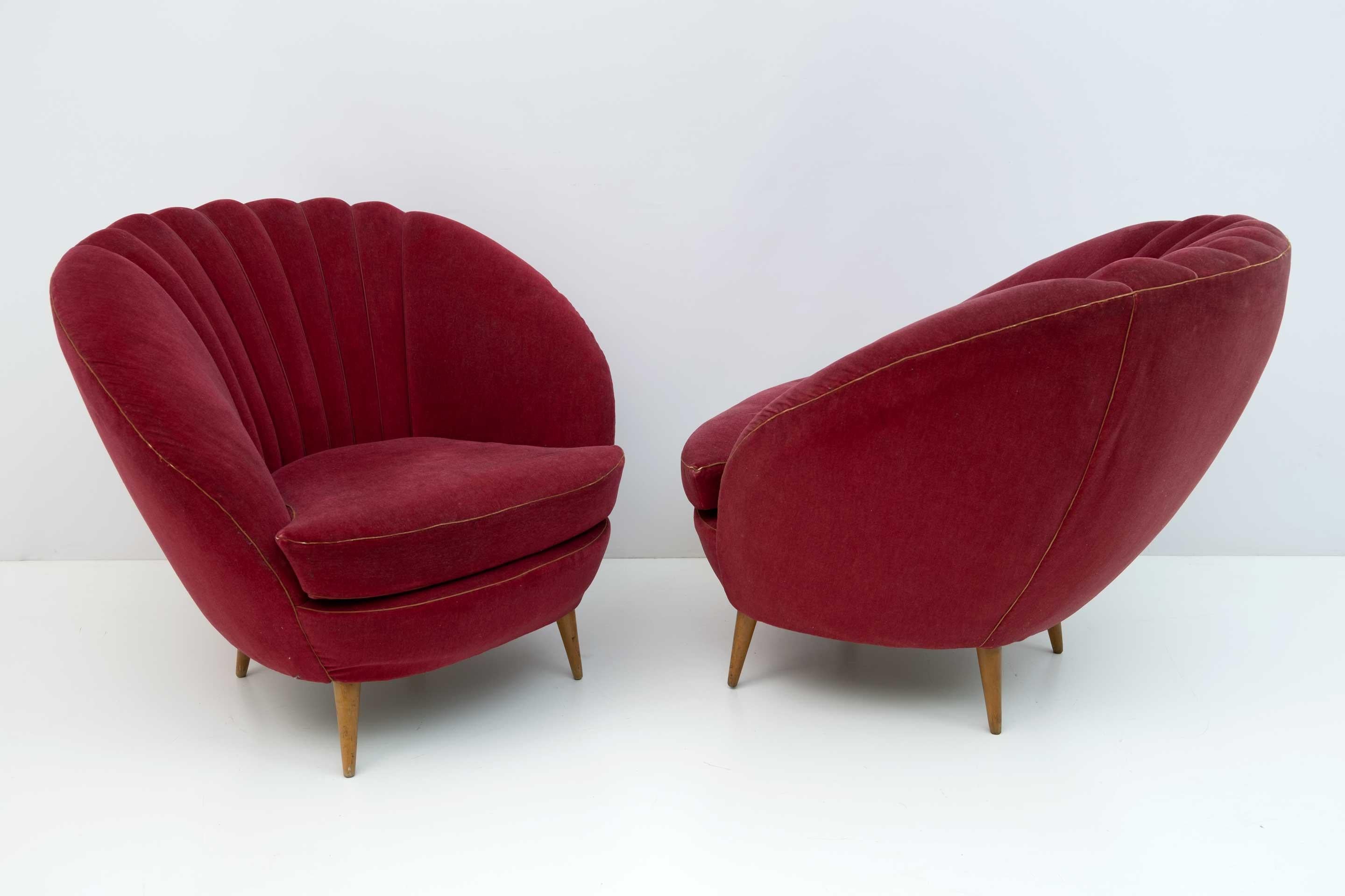 Moderne italienische Sessel von Gio Ponti aus der Mitte des Jahrhunderts von ISA Bergamo, 50er Jahre, Paar im Angebot 4