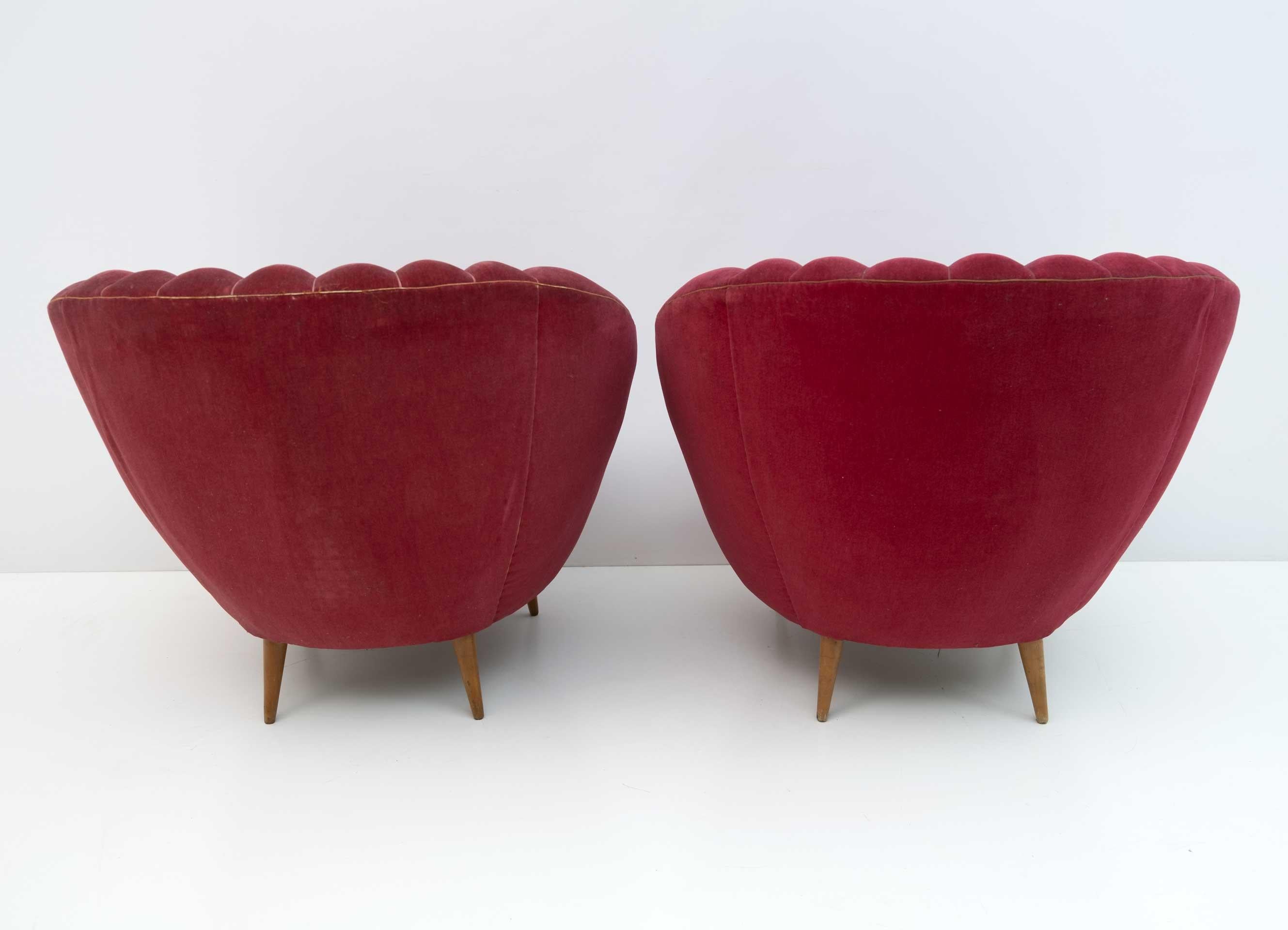 Moderne italienische Sessel von Gio Ponti aus der Mitte des Jahrhunderts von ISA Bergamo, 50er Jahre, Paar im Angebot 1