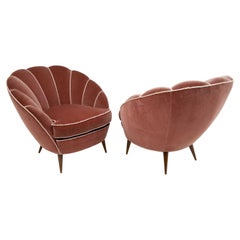 Attributed Gio Ponti Mid-Century Modern Italian Armchairs by ISA Bergamo, Pair