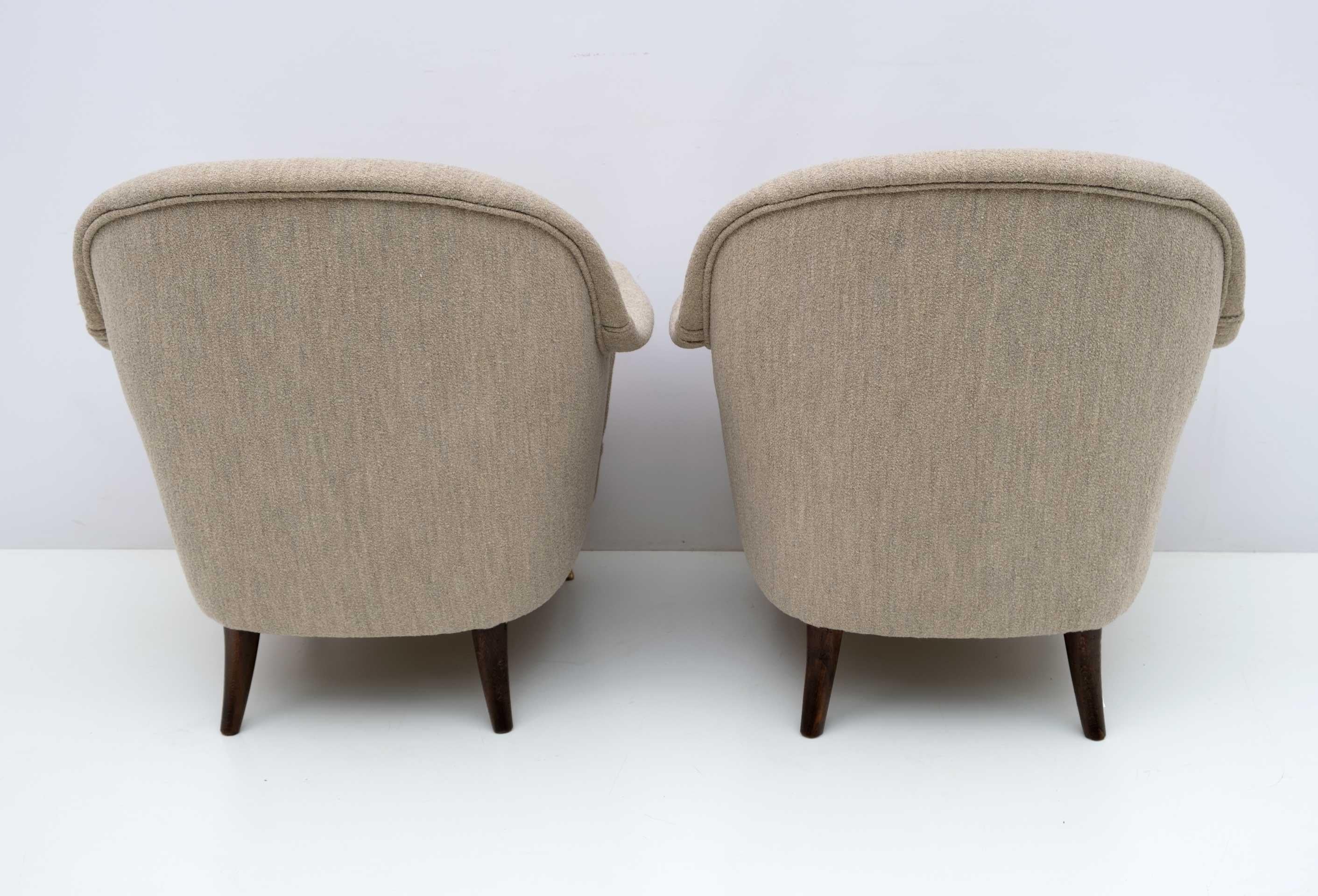 Pair of Gio Ponti Style MidCentury Modern Italian Armchairs for Isa Bergamo, 50s 2