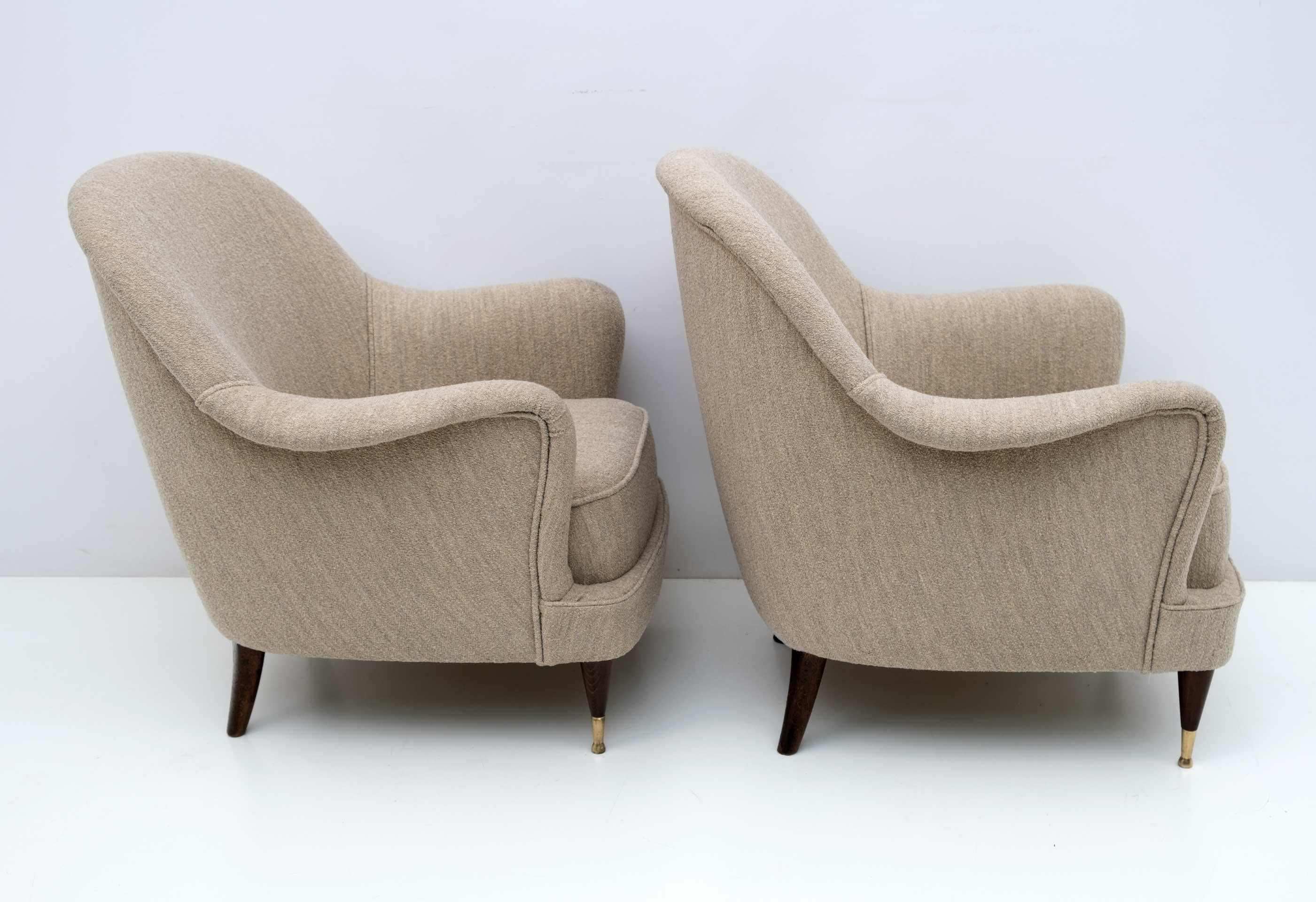 Pair of Gio Ponti Style MidCentury Modern Italian Armchairs for Isa Bergamo, 50s 3