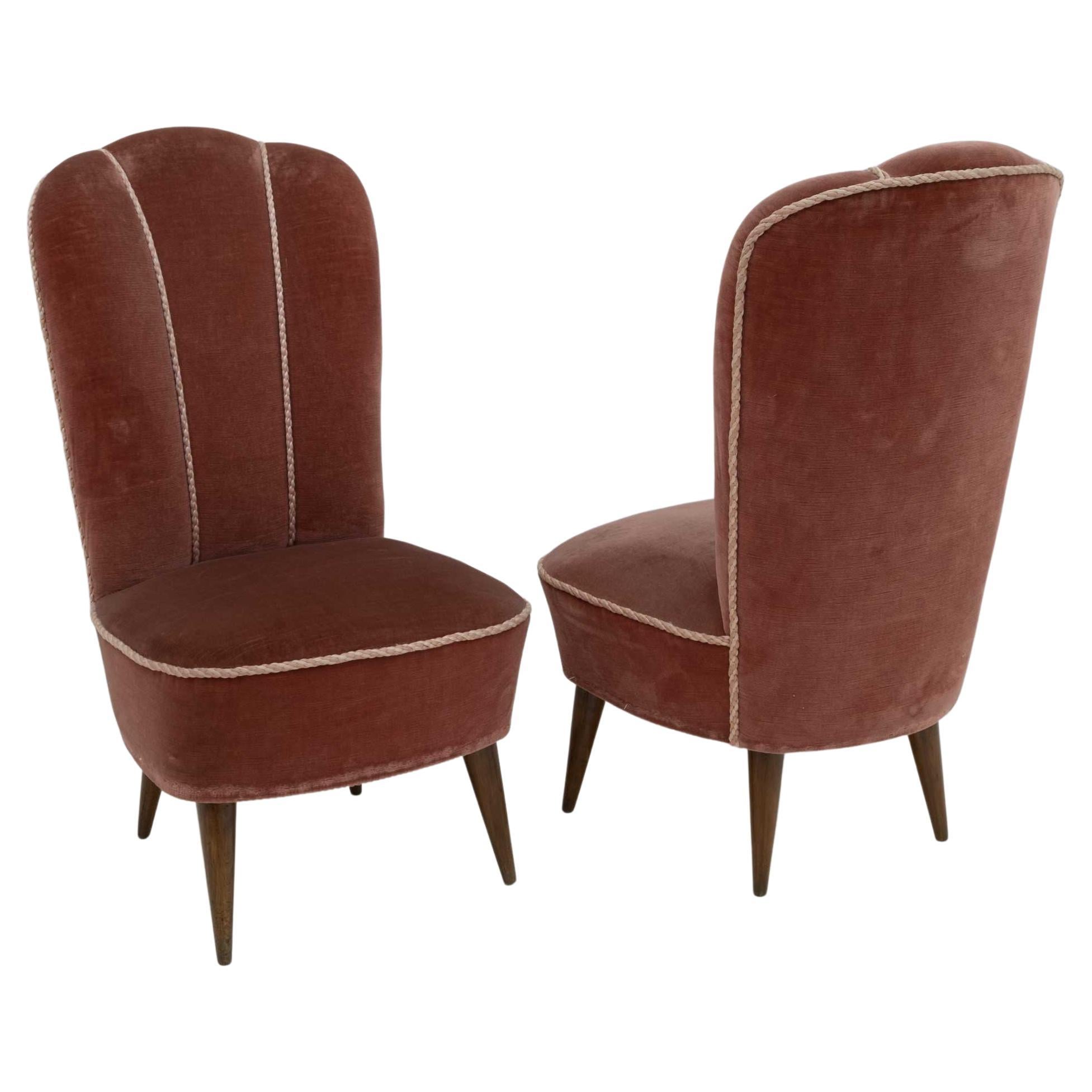 Attributed Gio Ponti Mid-Century Italian Small Armchairs by ISA Bergamo, Pair For Sale