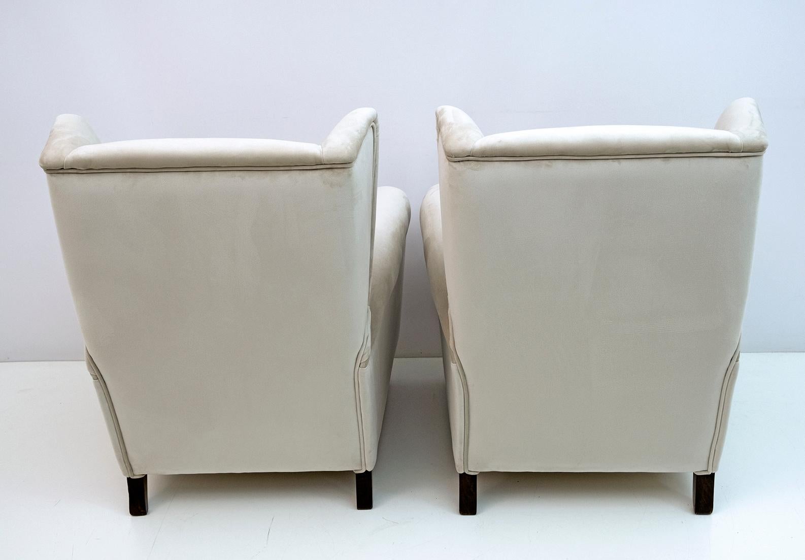 Paire de fauteuils italiens en velours de Gio Ponti, style mi-siècle moderne, années 1950 en vente 5