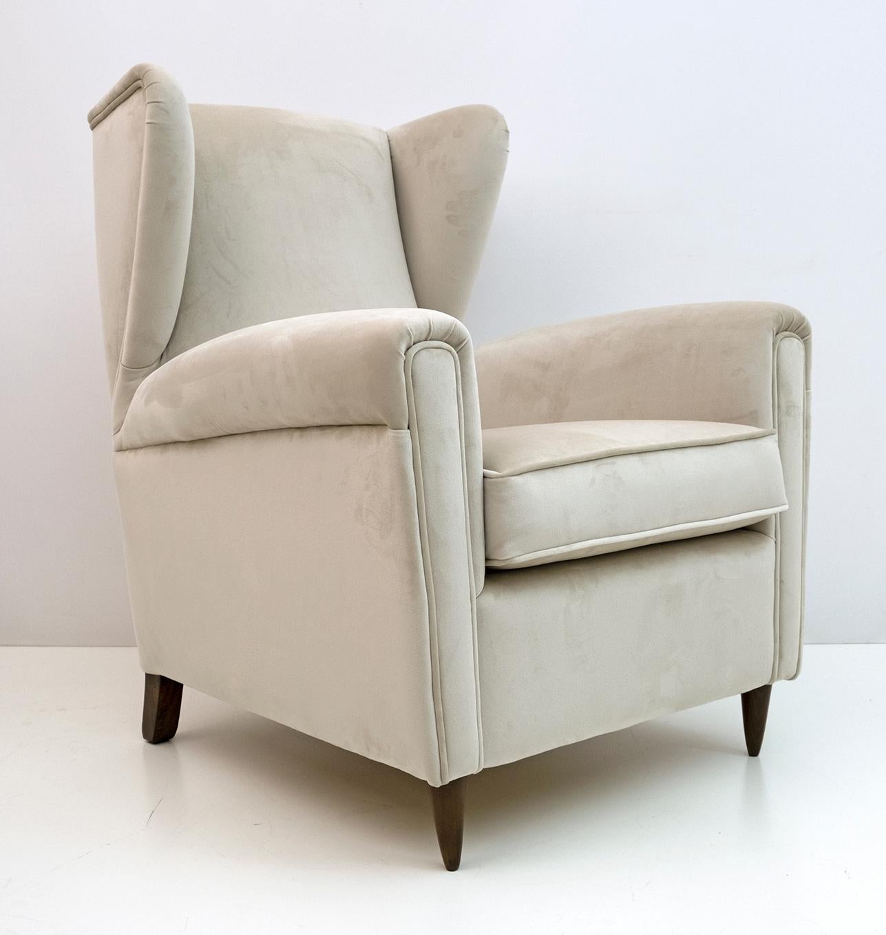 Milieu du XXe siècle Paire de fauteuils italiens en velours de Gio Ponti, style mi-siècle moderne, années 1950 en vente