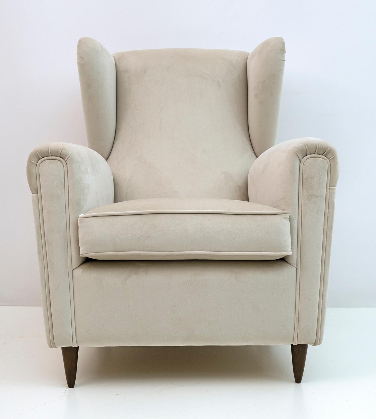 Paire de fauteuils italiens en velours de Gio Ponti, style mi-siècle moderne, années 1950 en vente 2