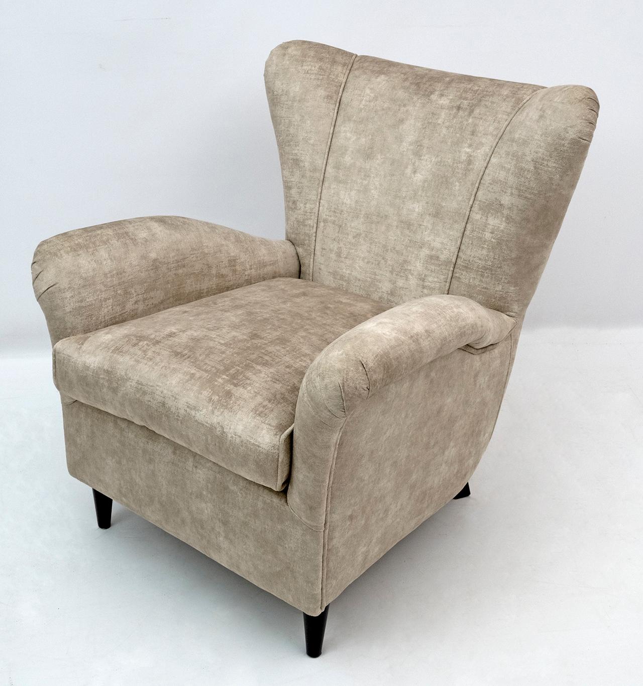 Paire de fauteuils en velours vintage italiens de Gio Ponti, de style mi-siècle moderne, pour ISA en vente 1