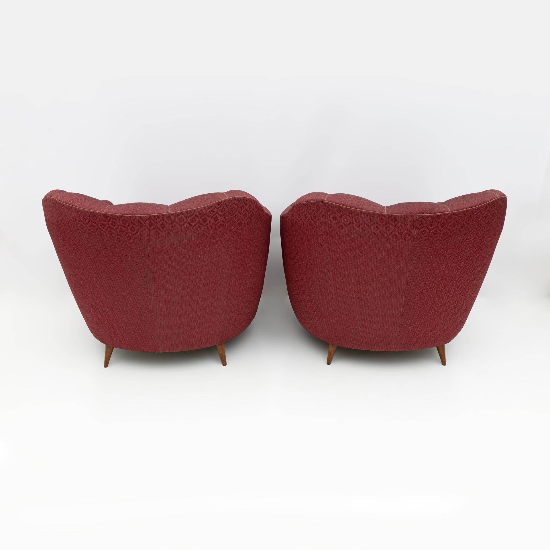 Paire de fauteuils en velours Gio Ponti Modernity pour Casa e Giardino, années 1950 en vente 3