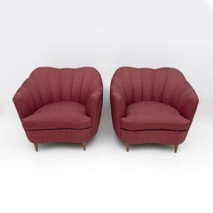 Paire de fauteuils en velours Gio Ponti Modernity pour Casa e Giardino, années 1950
