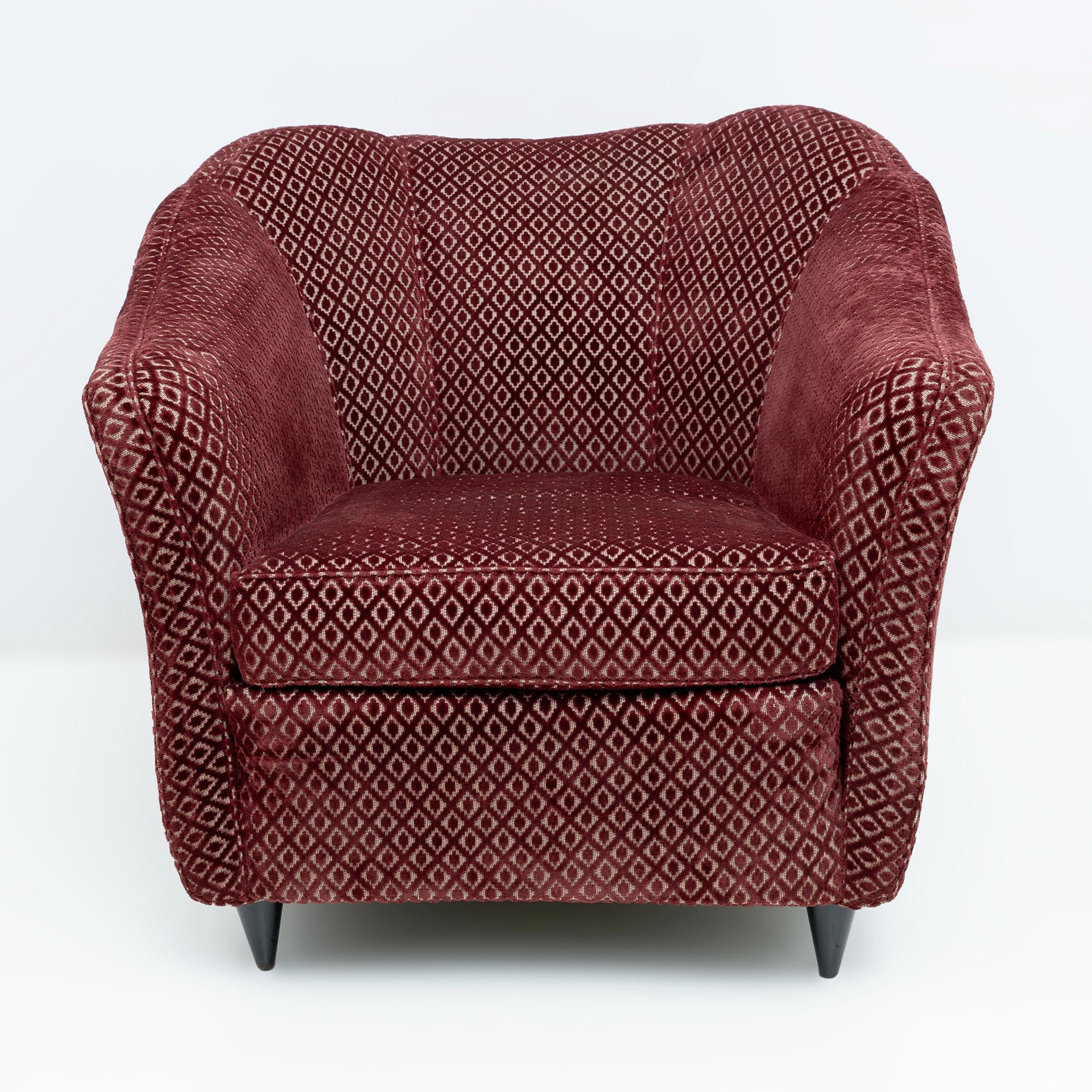 Pair of Gio Ponti Mid-Century Modern Velvet Armchairs for Casa e Giardino, 1950s For Sale 3