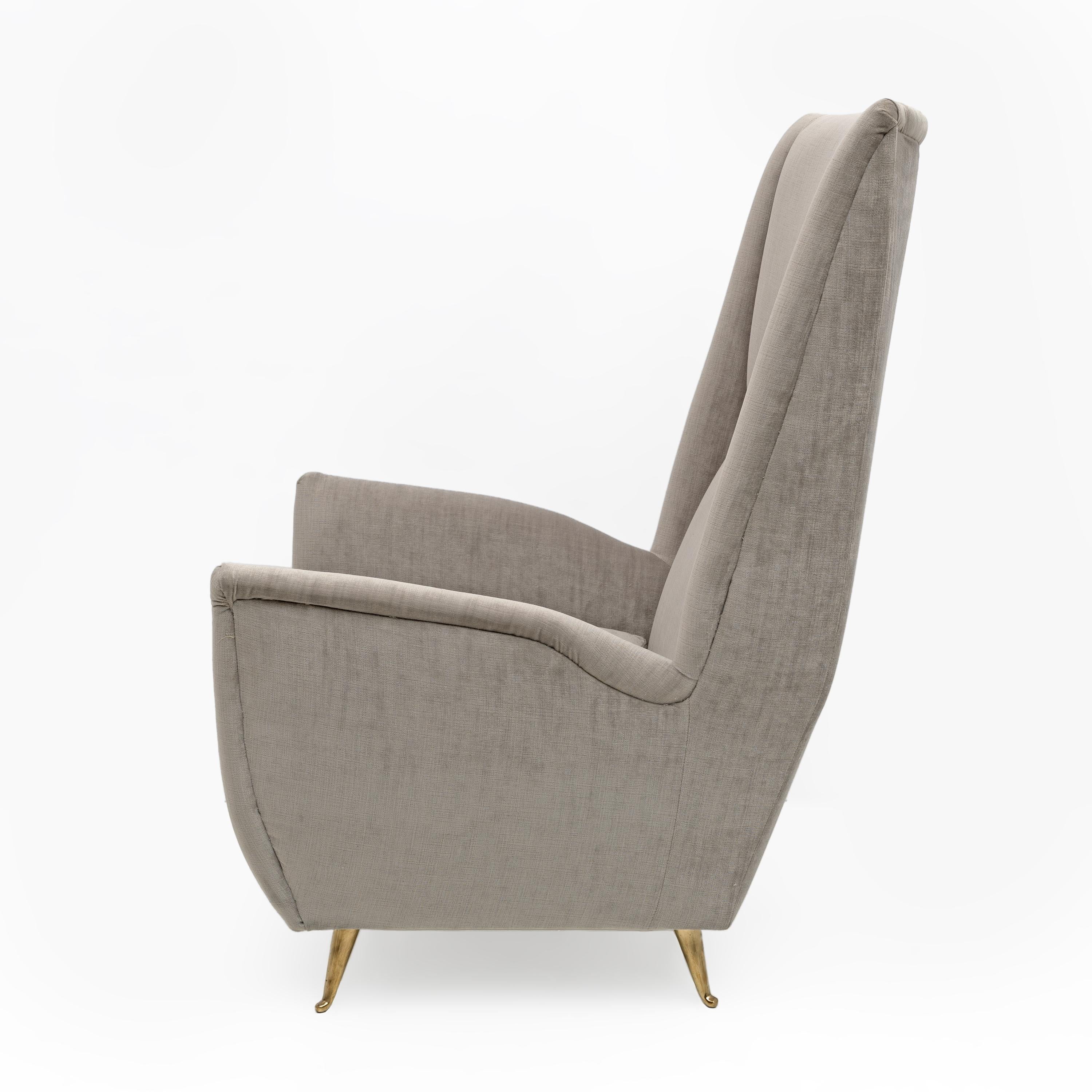 Mid-20th Century Pair of Gio Ponti Mid-Century Modern Velvet High Back Armchairs by Isa, 1950s For Sale