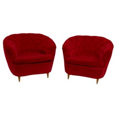 Pair of Gio Ponti Midcentury Italian Curved Armchairs "Casa E Giardino", 1940s