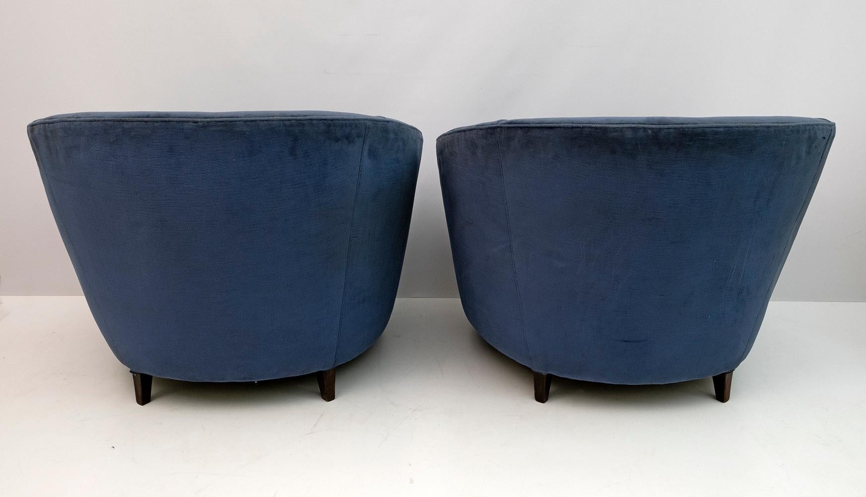 Pair of Gio Ponti MidCentury Modern Italian Curved Armchairs Casa e Giardino '50 8