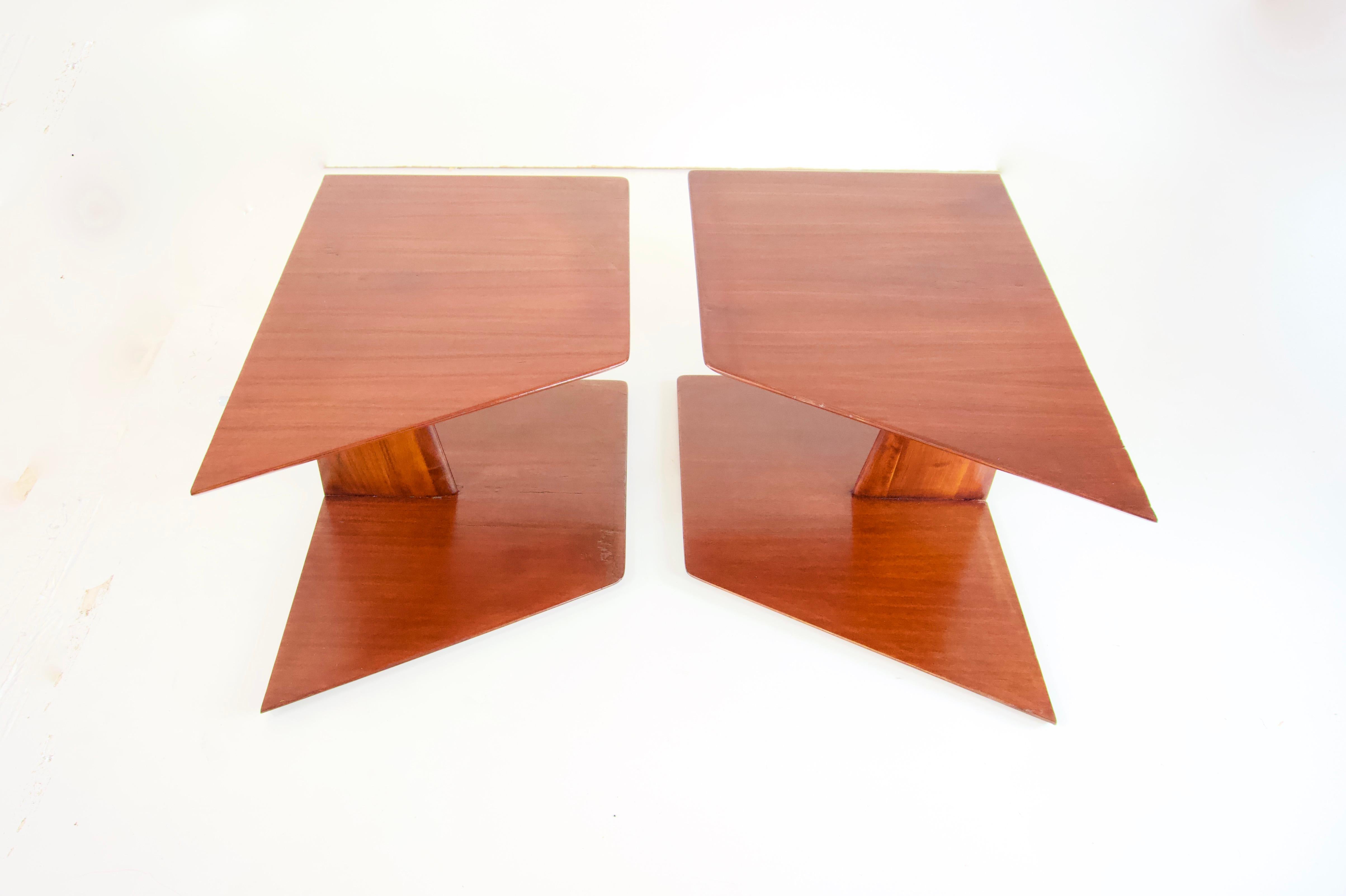 pair of GIO PONTI oak hanging nightstand tables, side tables Hotel Royal, 1955 For Sale 12