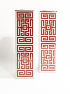 Pair of Gio Ponti Red Labyrinth Vases Re-edition by Richard Ginori