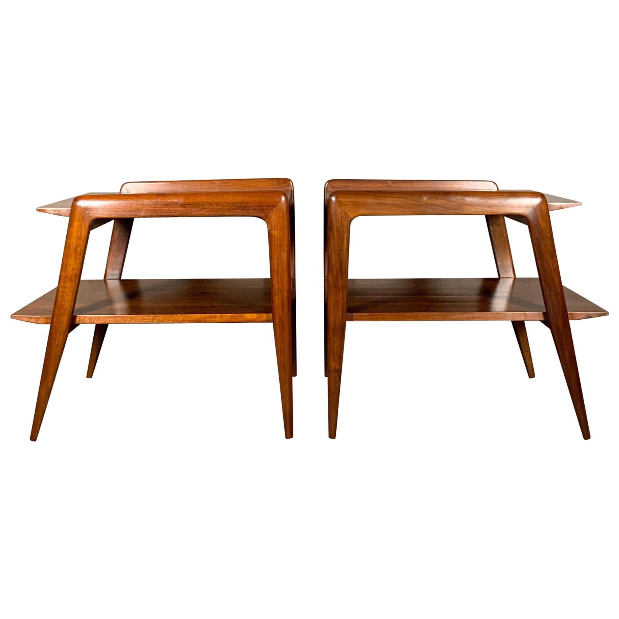 Pair of Gio Ponti Side Tables in Walnut
