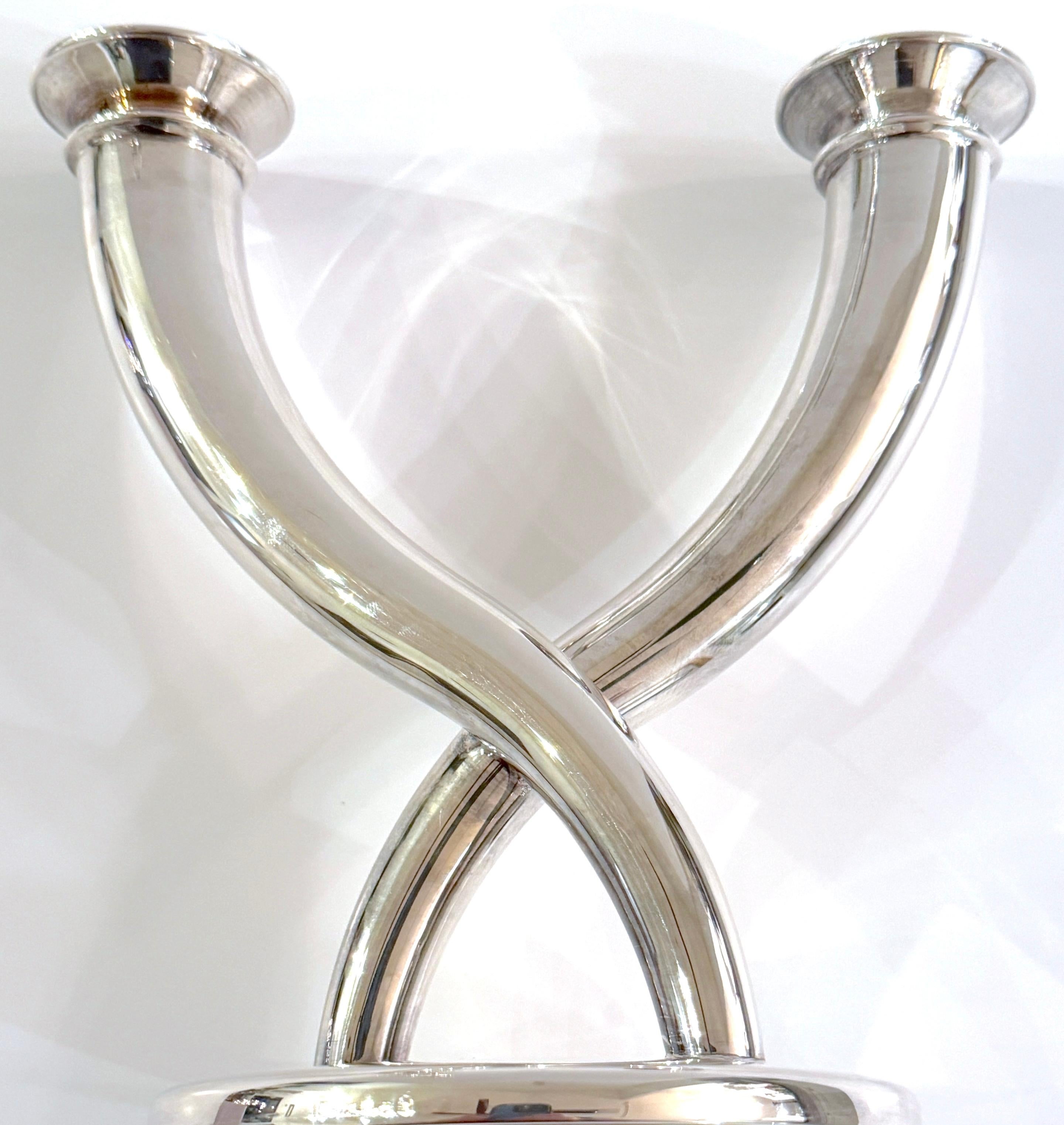 Pair of Gio Ponti Silverplated Candelabra for Christofle 2