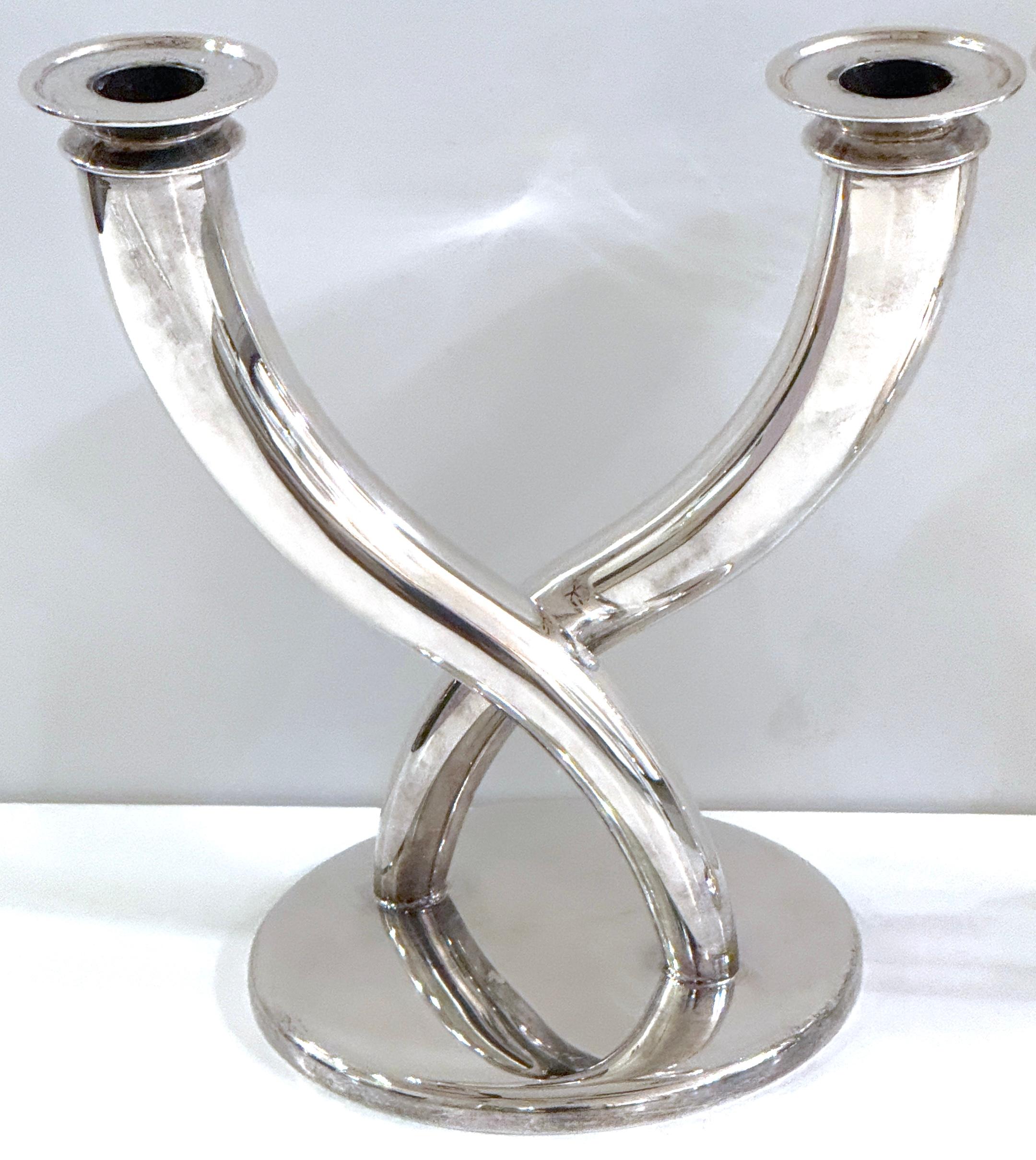 Modern Pair of Gio Ponti Silverplated Candelabra for Christofle