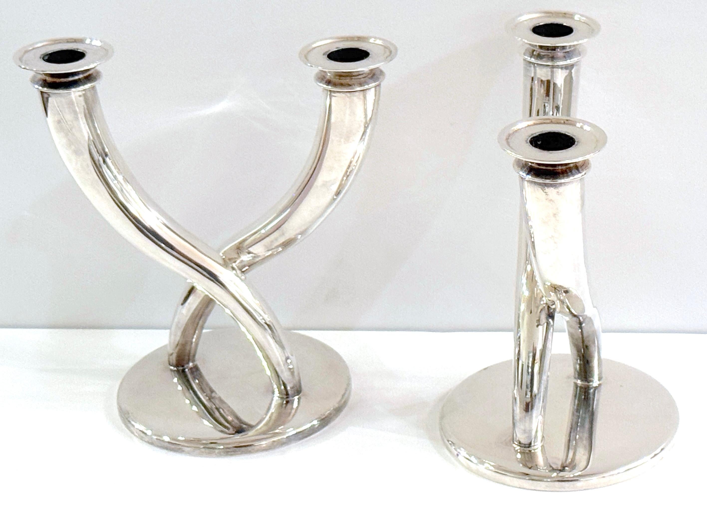 French Pair of Gio Ponti Silverplated Candelabra for Christofle