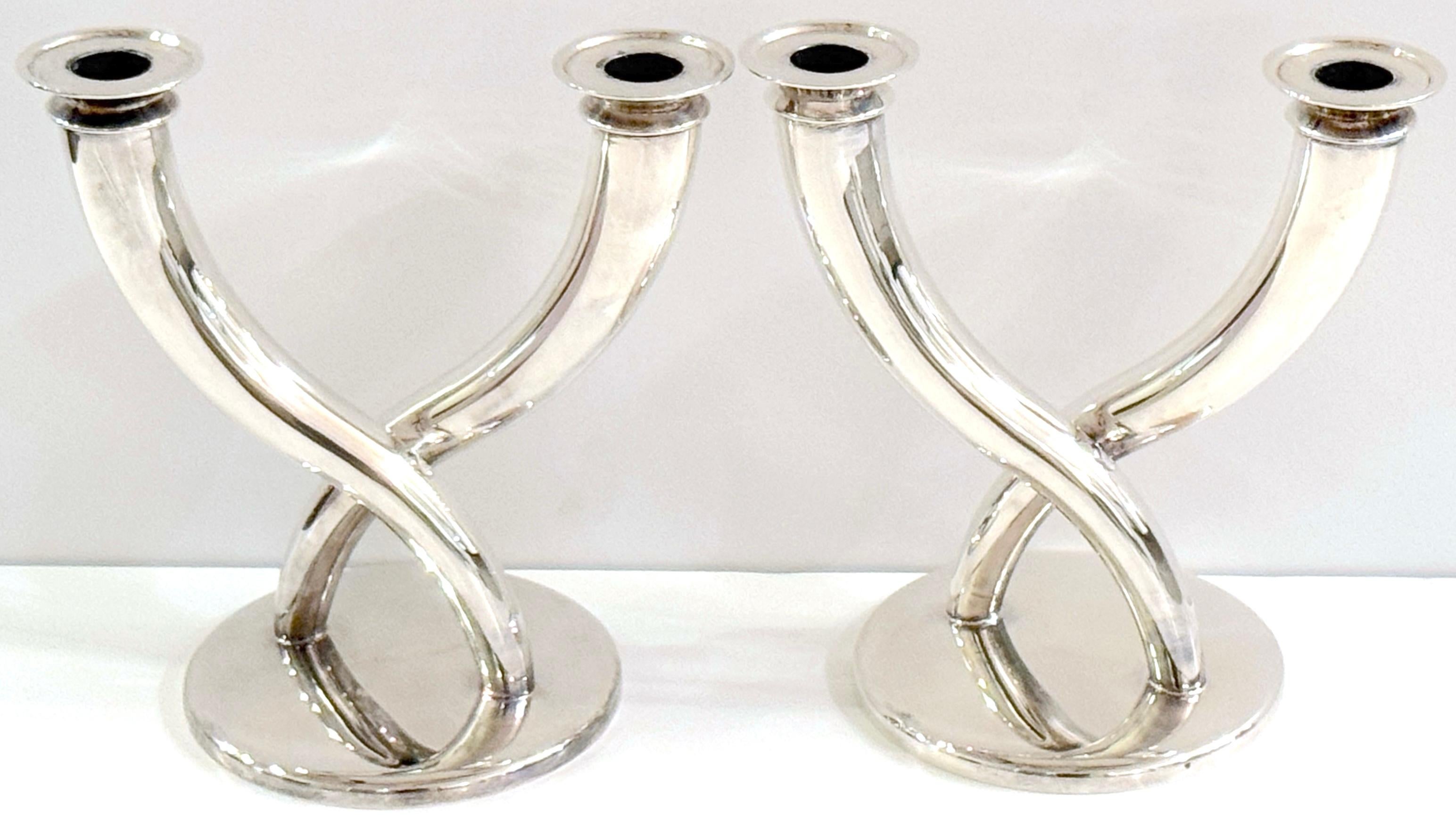 20th Century Pair of Gio Ponti Silverplated Candelabra for Christofle