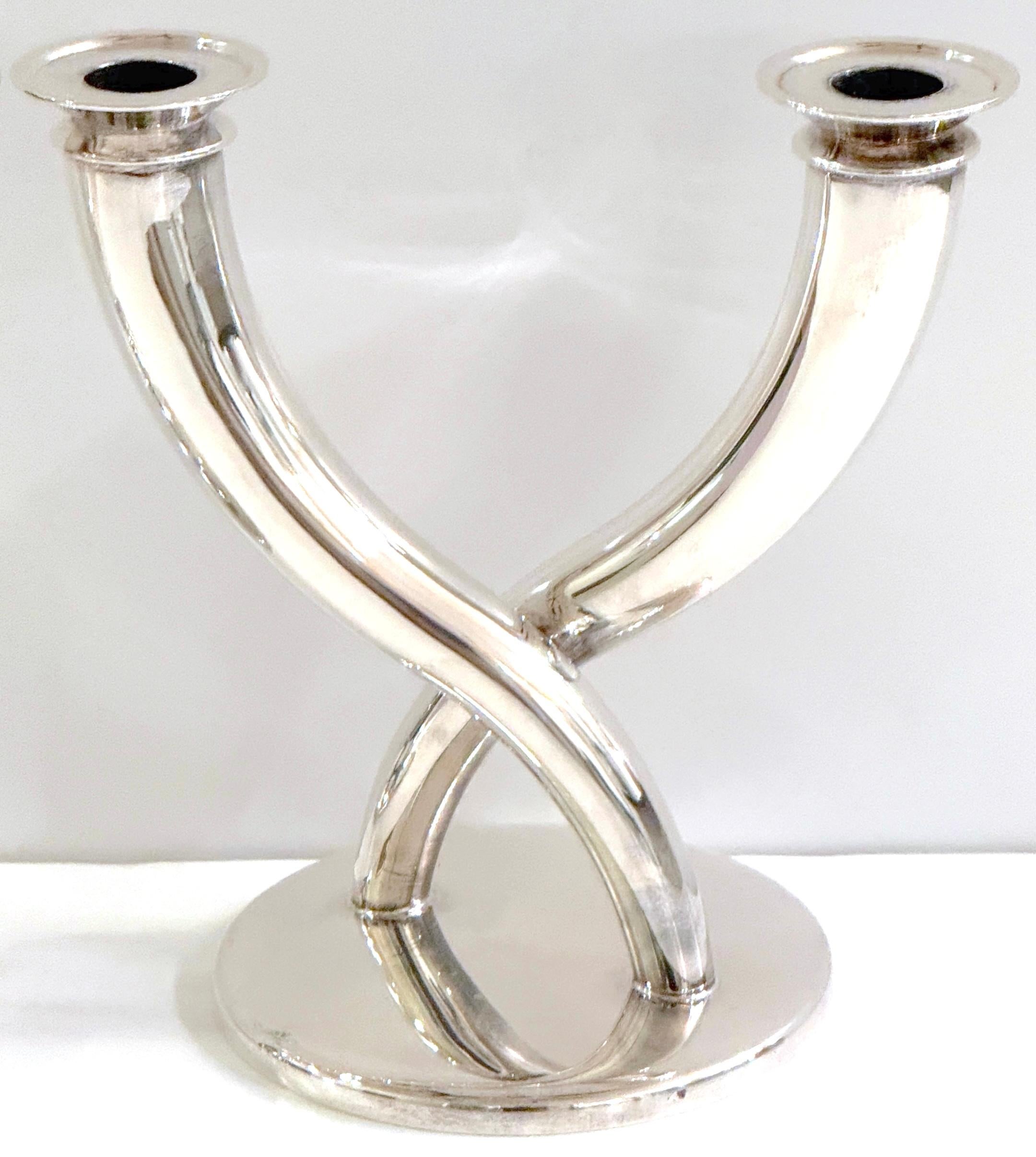 Silver Plate Pair of Gio Ponti Silverplated Candelabra for Christofle