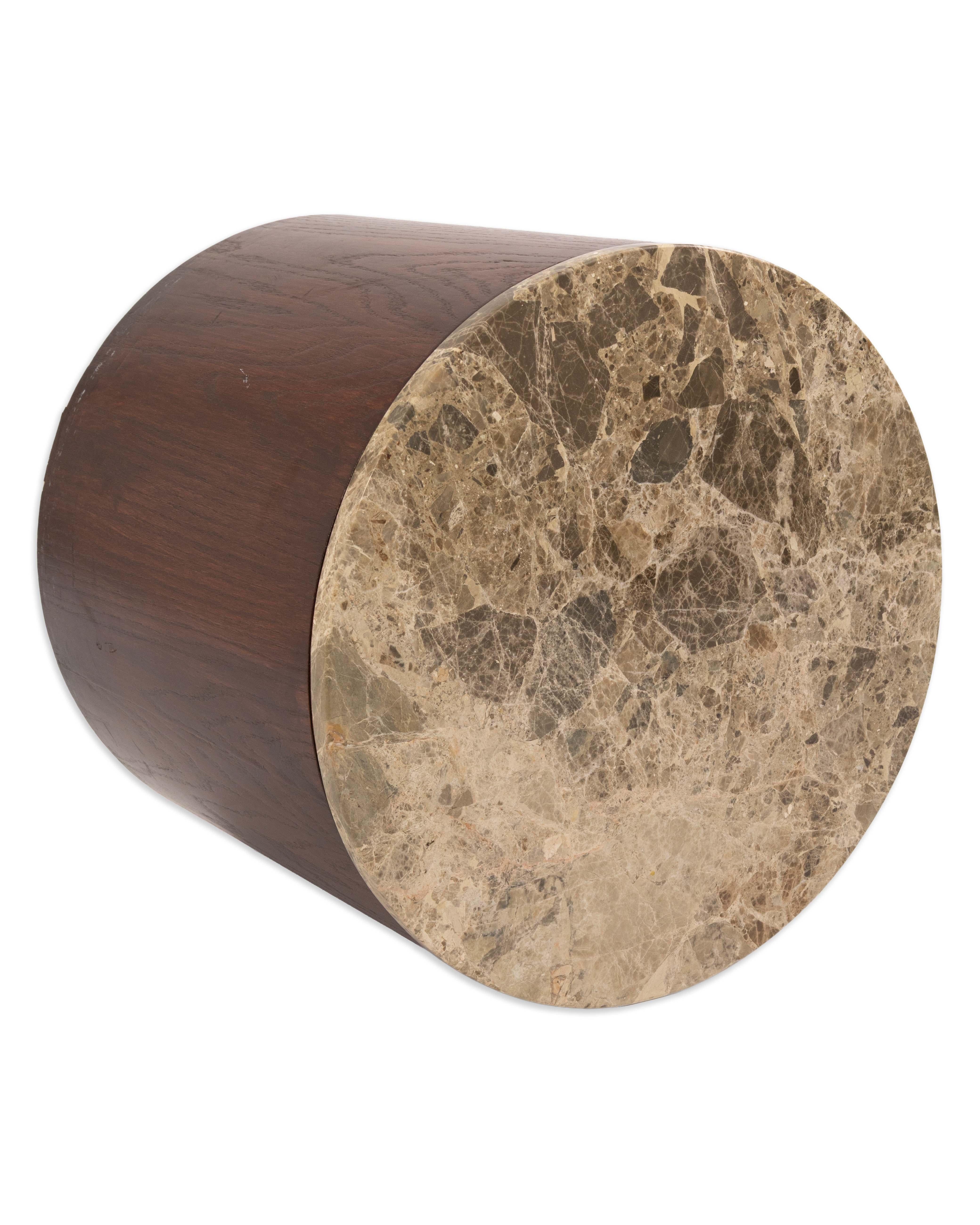 Granito Coppia di tavolini a forma di botte in granito e Wood in stile Gio Ponti in vendita