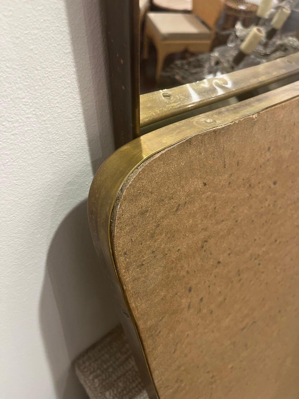 Pair of Gio Ponti Style Italian Brass Mirrors For Sale 2