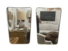 Pair of Gio Ponti Style Italian Brass Mirrors
