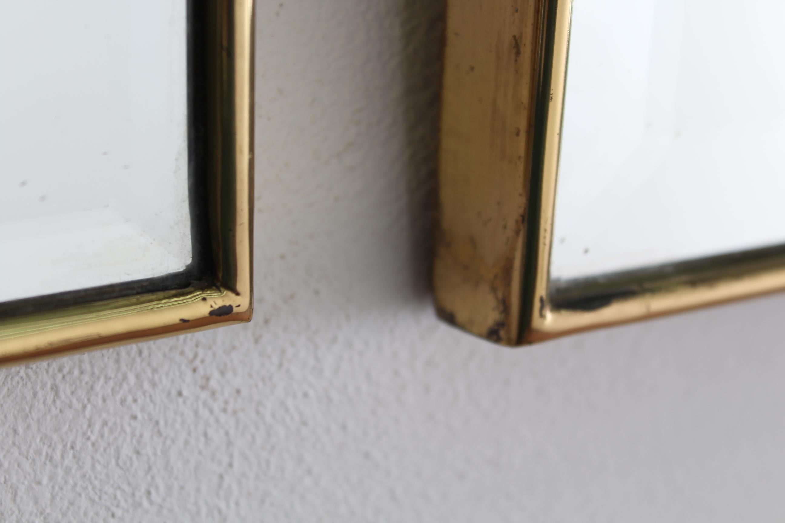 Pair of Gio Ponti Mid-Century Brass  Rectangular Mirrors, Italy, 1950s 6