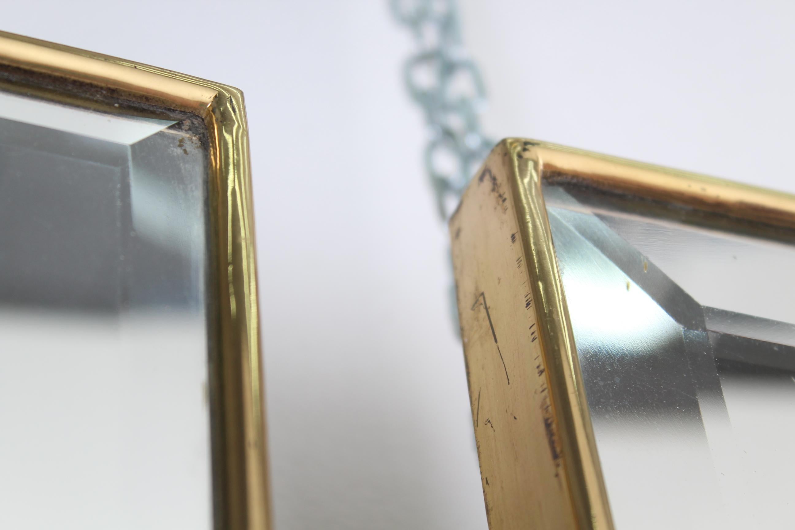 Pair of Gio Ponti Mid-Century Brass  Rectangular Mirrors, Italy, 1950s 7