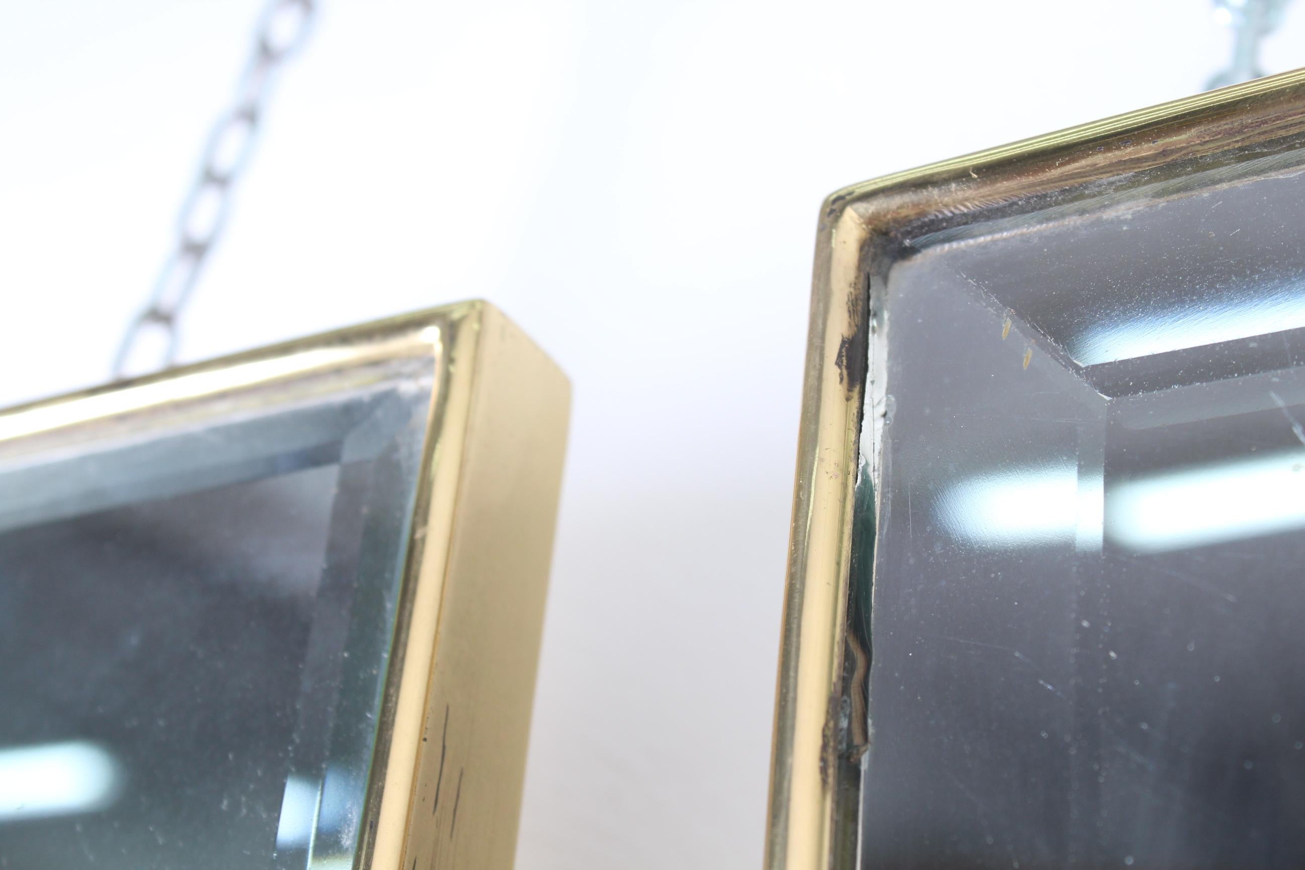 Pair of Gio Ponti Mid-Century Brass  Rectangular Mirrors, Italy, 1950s 10