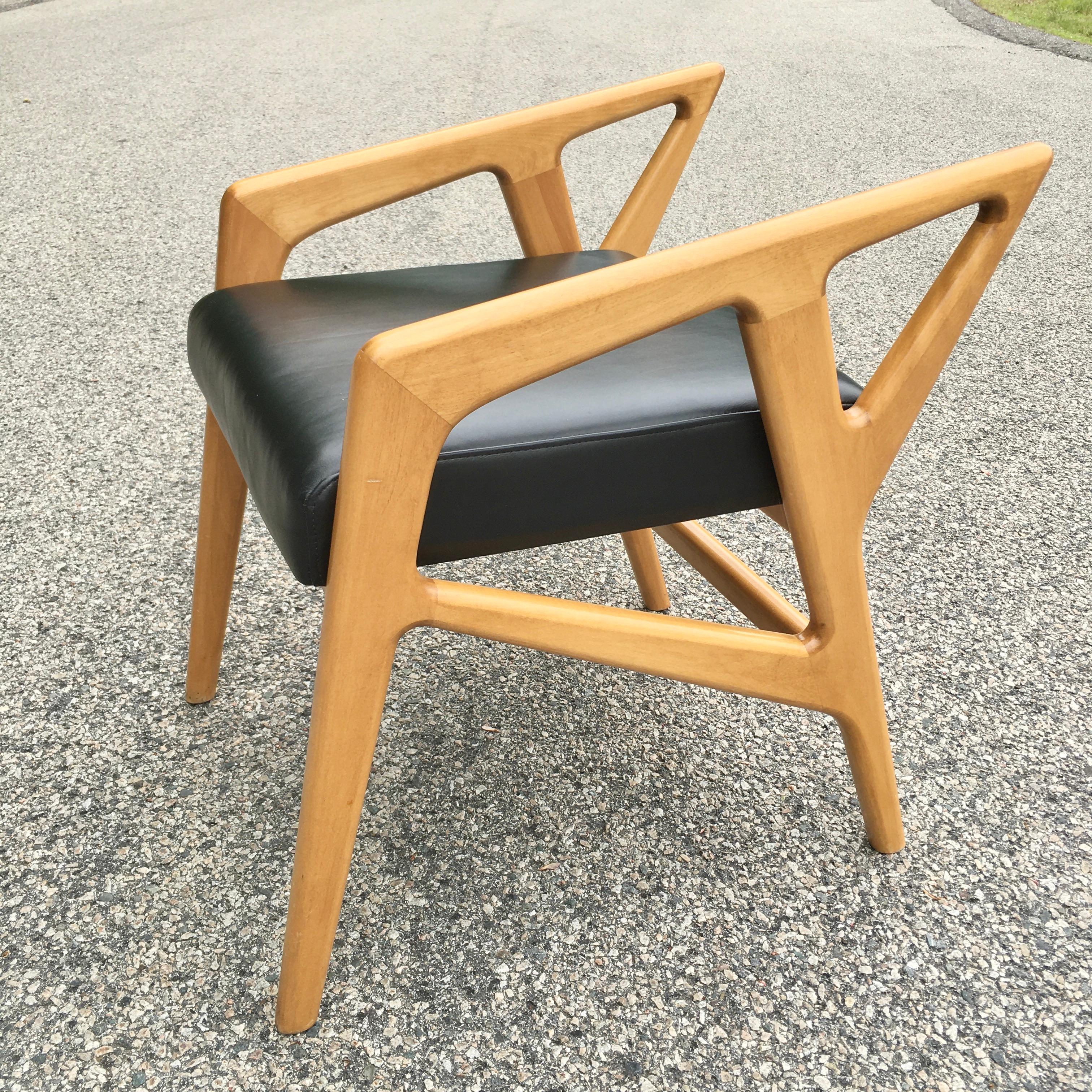 Faux Leather Pair of Gio Ponti Style Stools