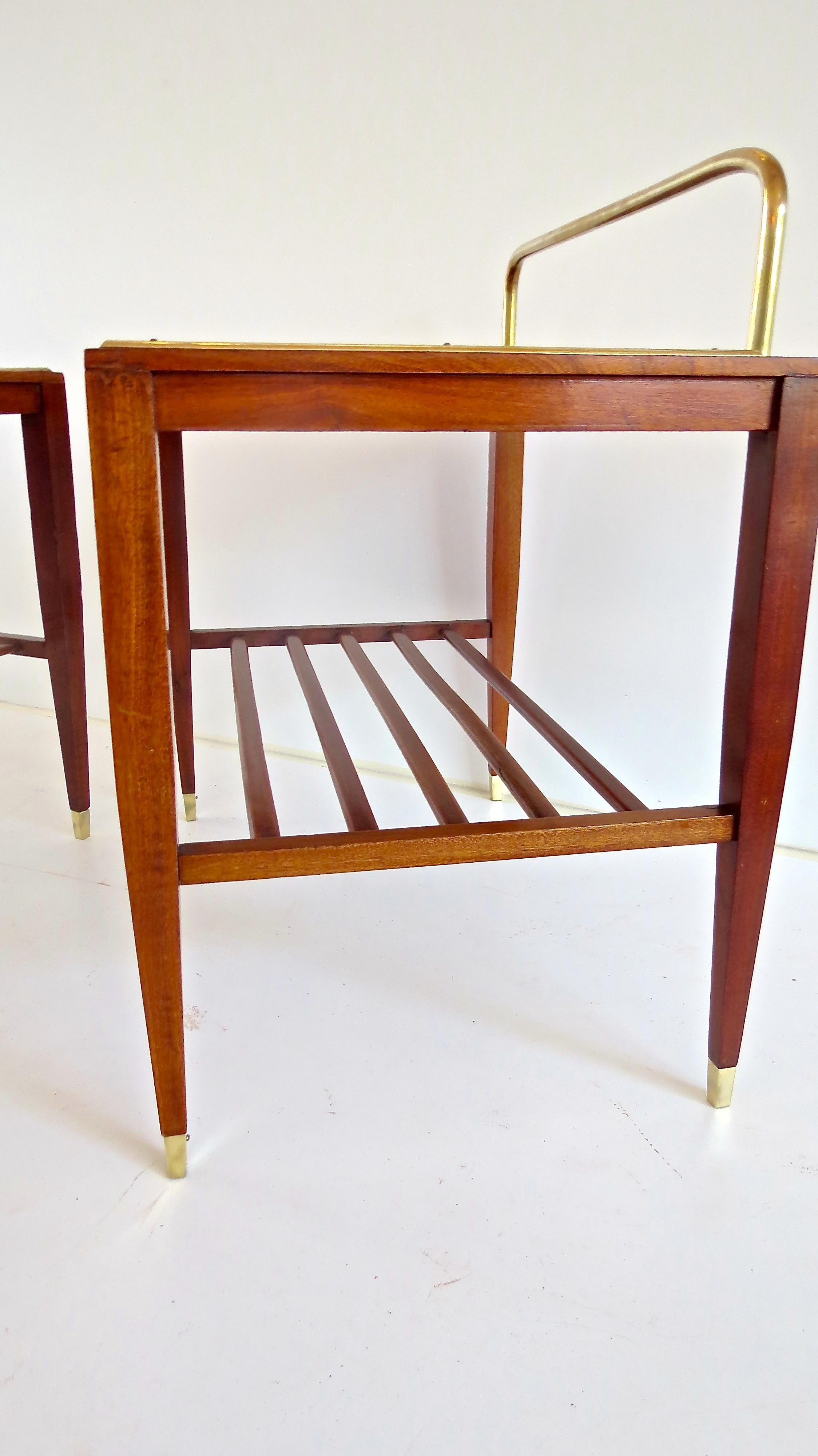 Pair of Gio Ponti Walnut Side Tables, Luggage Racks for Hotel Royal Naples, 1953 5