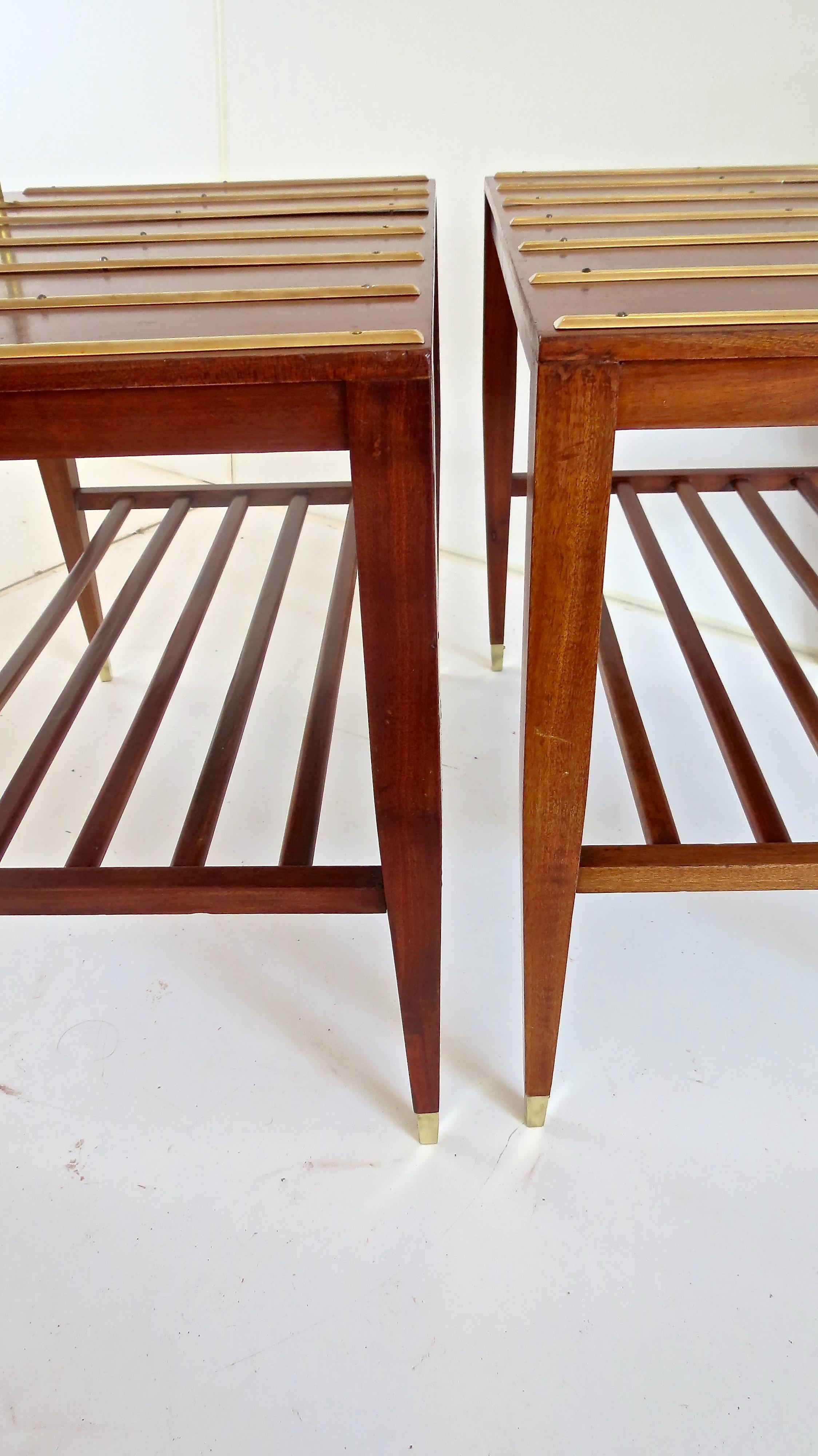 Pair of Gio Ponti Walnut Side Tables, Luggage Racks for Hotel Royal Naples, 1953 7