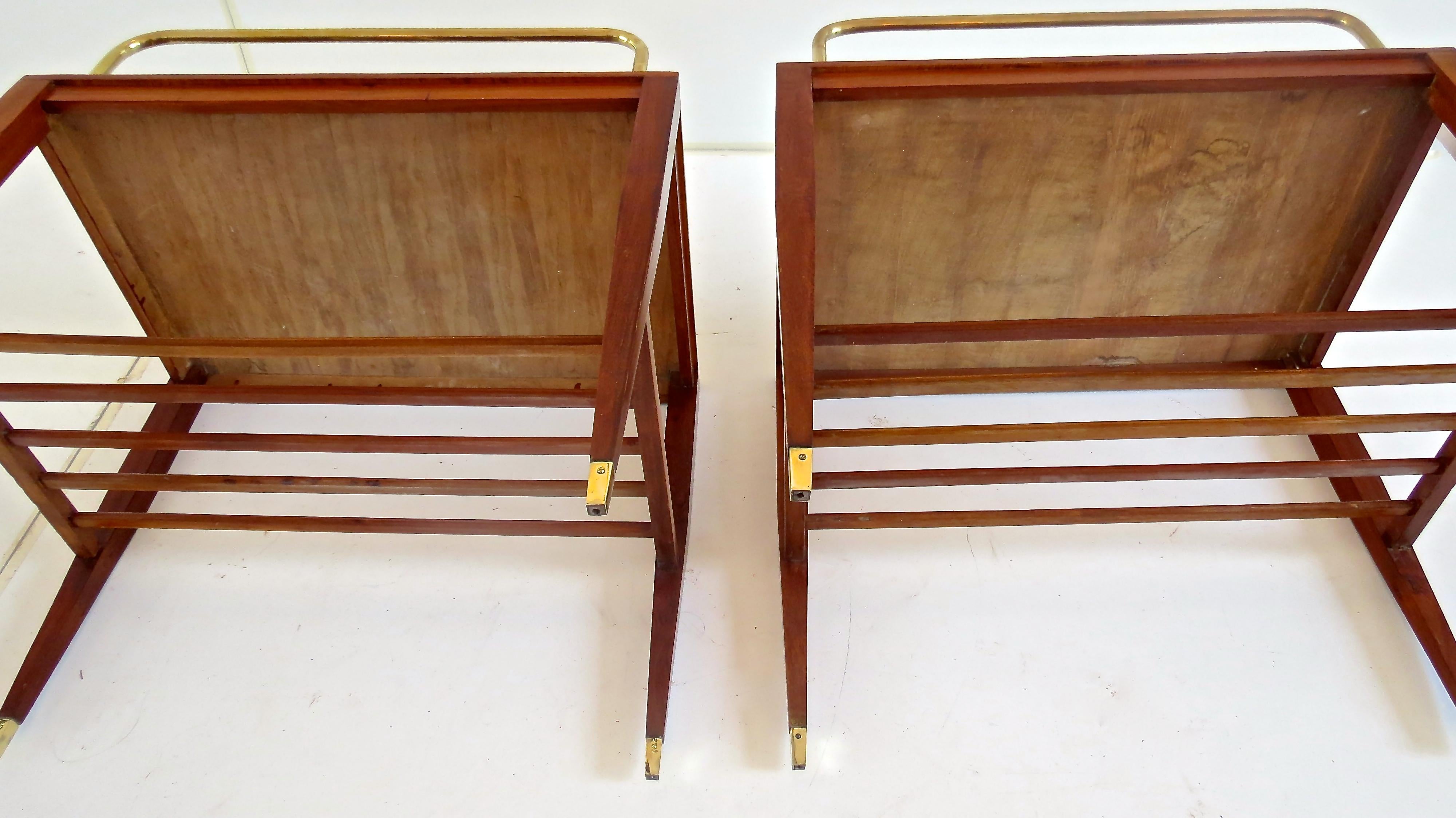Pair of Gio Ponti Walnut Side Tables, Luggage Racks for Hotel Royal Naples, 1953 12