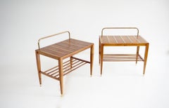 Pair of Gio Ponti Walnut Side Tables, Luggage Racks for Hotel Royal Naples, 1955