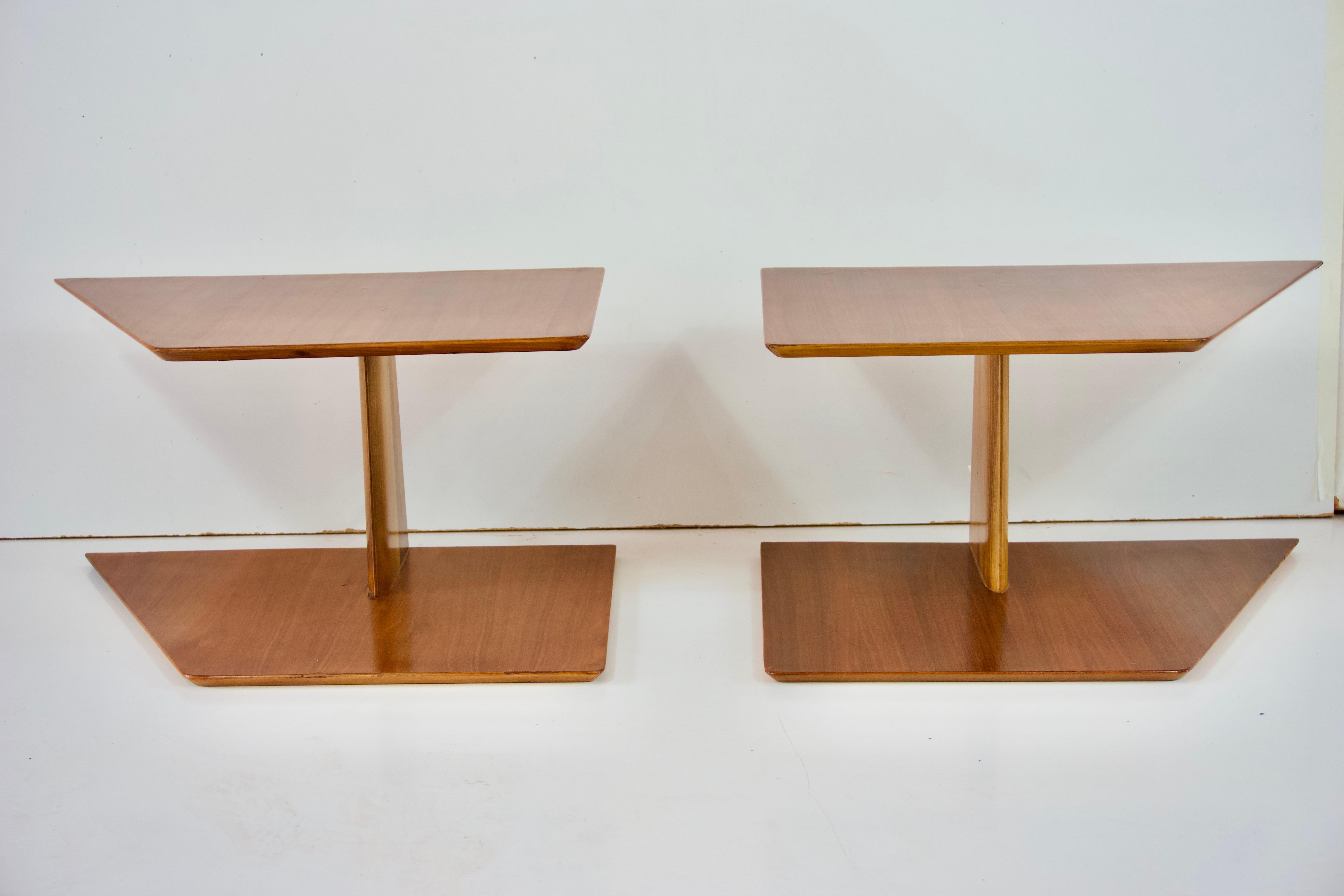 pair of GIO PONTI wood hanging nightstand tables, side tables Hotel Royal, 1955 6