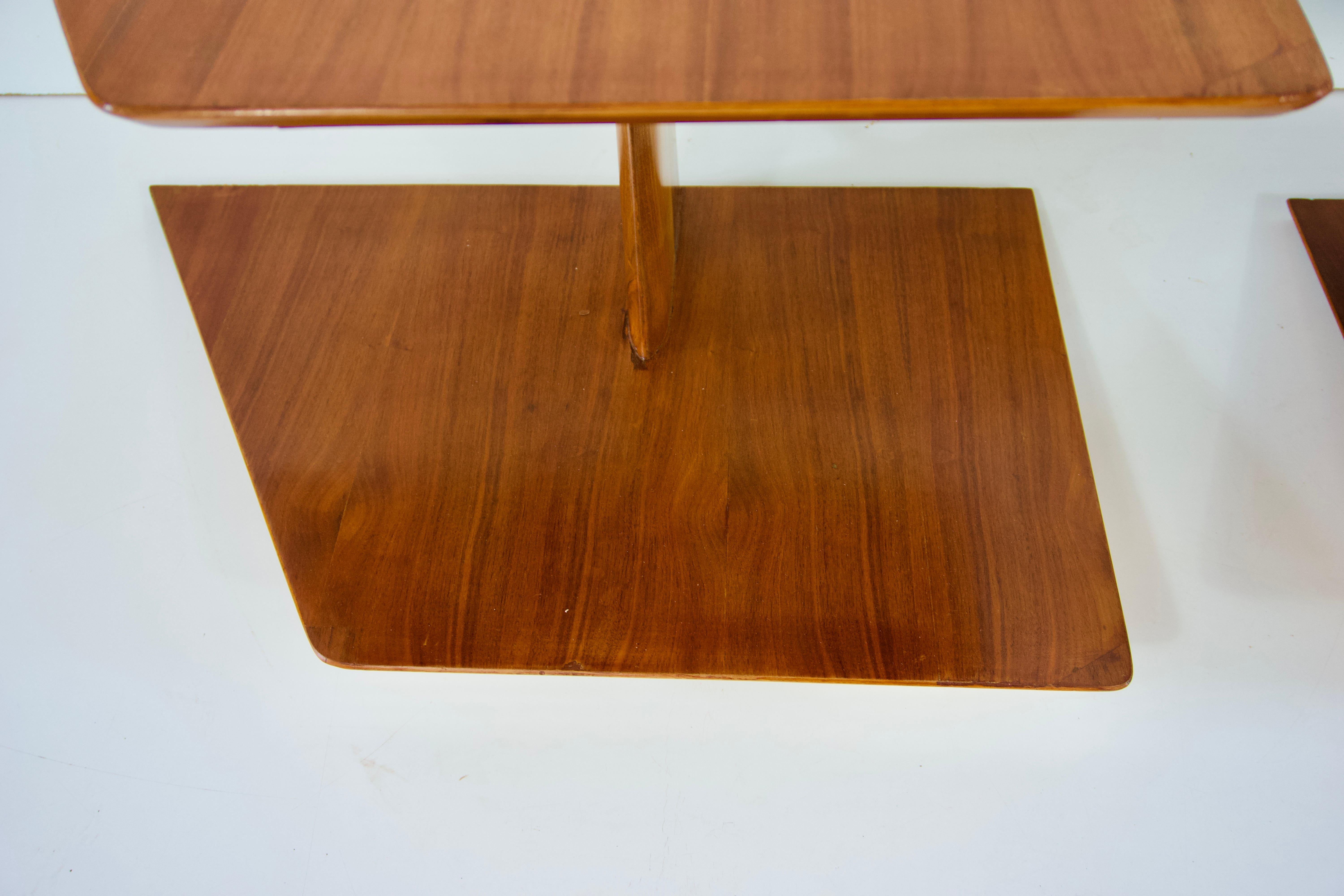 Italian pair of GIO PONTI wood hanging nightstand tables, side tables Hotel Royal, 1955
